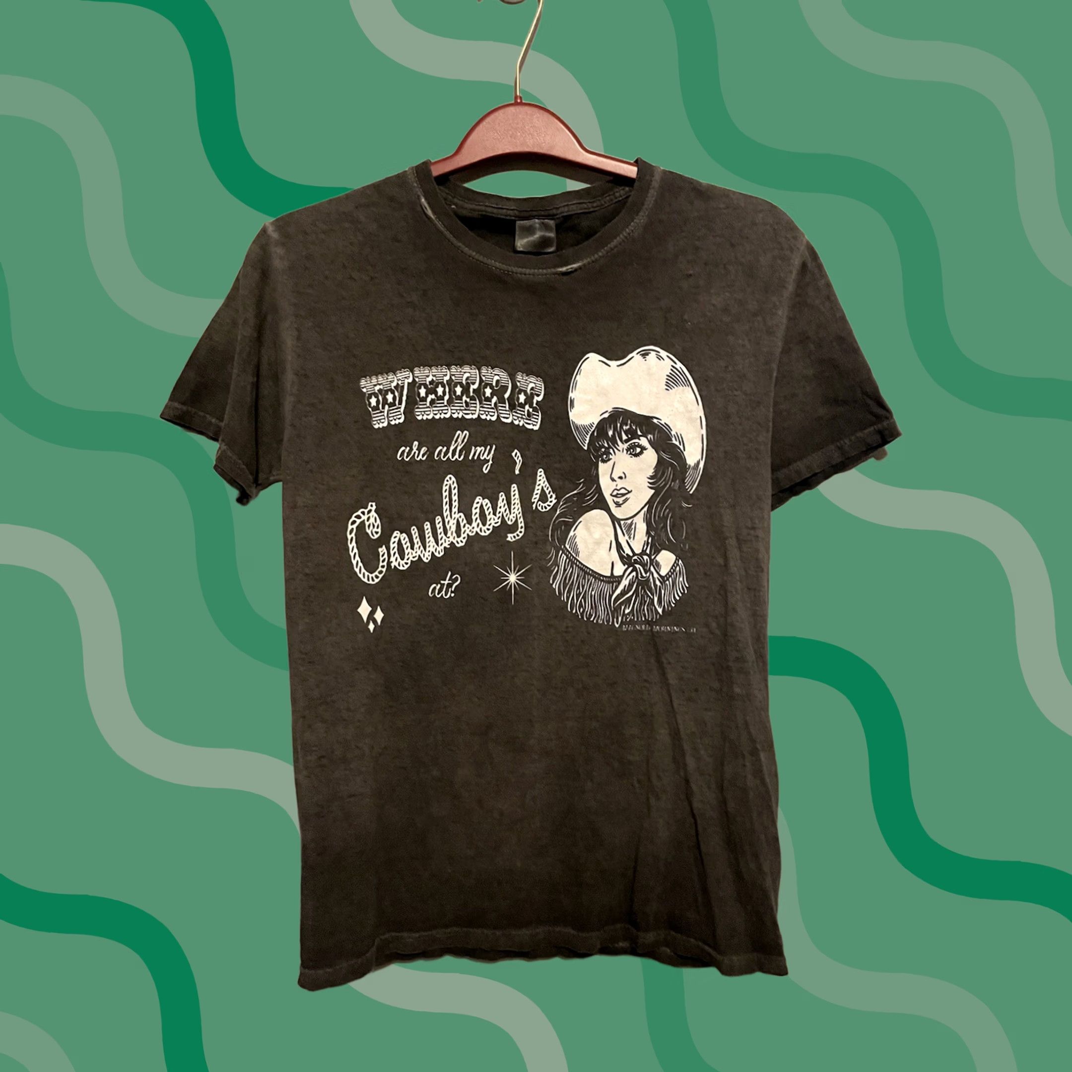 Vintage VINTAGE Girl T-Shirt Shirt Adult Small Gray 90s Cowboys Where Are All My Cowboy’s At Animals Couture Mens Girls Womens Boys? Size US S / EU 44-46 / 1 - 1 Thumbnail