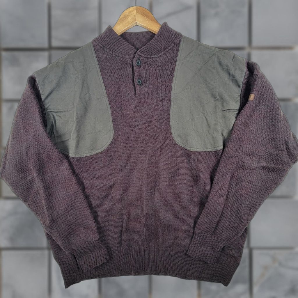 Vintage Beretta Sweater Mens Large Brown 1/4 Zip Lined Padded Shoulders Hunting Wool Polyester Knit Pullover Mock Neck Long Sleeve Size US L / EU 52-54 / 3 - 1 Thumbnail