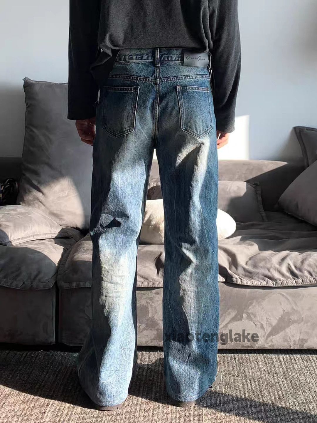Jean Unisex washed faded punk grunge loose baggy jeans Size US 36 / EU 52 - 7 Thumbnail
