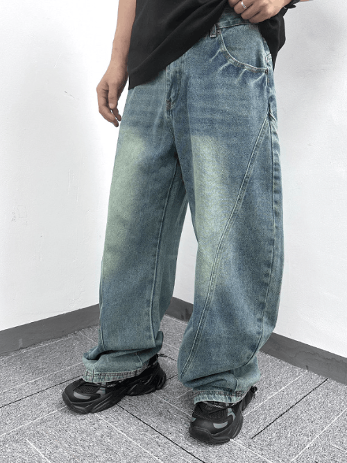 Japanese Brand × Jean Vintage scimitar silhouette stitching casual washed jeans Size US 34 / EU 50 - 2 Thumbnail