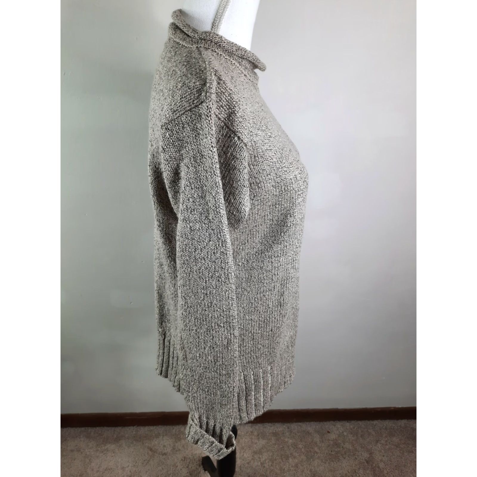Vintage VINTAGE Carolyn Taylor Sweater Wool Acrylic Beige Mock Neck 1/4 Zip Womens Medium Front 4S3C Classic Size M / US 6-8 / IT 42-44 - 3 Thumbnail