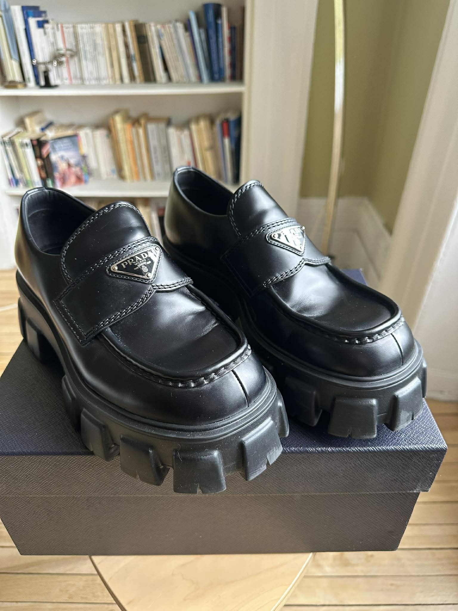 Prada Prada Monolith Brushed Leather Loafers Size US 7.5 / EU 40-41 - 1 Thumbnail