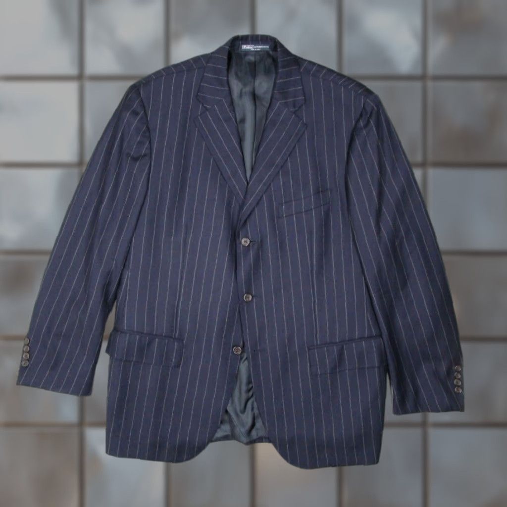 Polo Ralph Lauren VINTAGE Polo Ralph Lauren Suit Men 44 Regular Blue Wool 2-Piece Business Party Wedding Classic Size US XXL / EU 58 / 5 - 1 Thumbnail