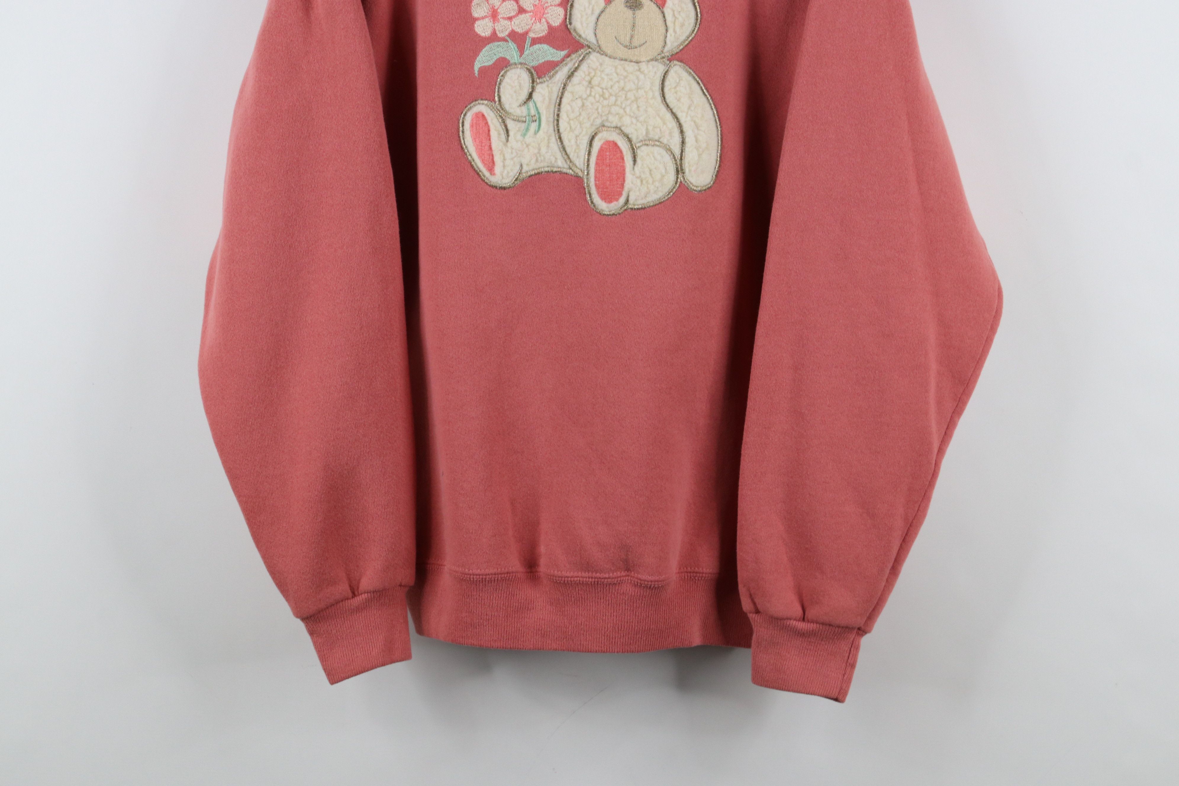 Vintage Vintage 90s Streetwear Teddy Bear Flower Sweatshirt USA Size M / US 6-8 / IT 42-44 - 3 Thumbnail