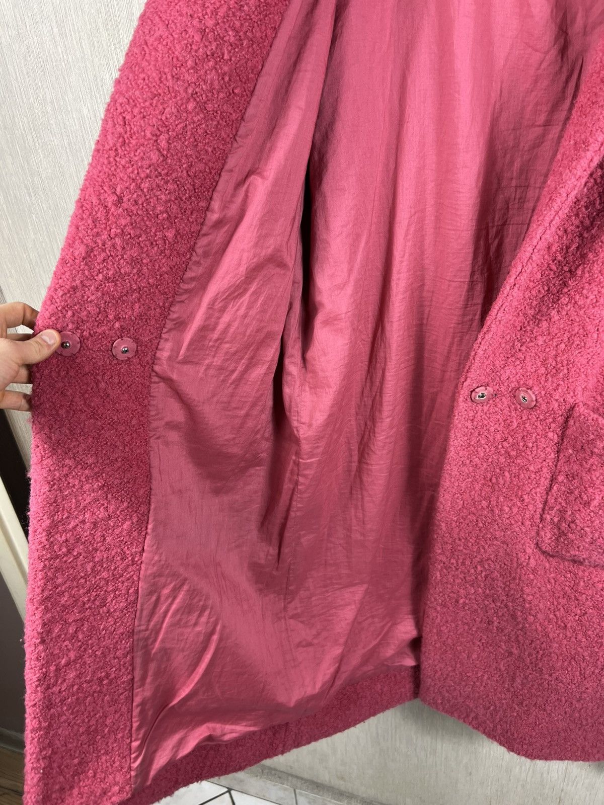 Ganni Ganni programme teddy long tied coat sherpa wool nylon pink Size M / US 6-8 / IT 42-44 - 14 Thumbnail