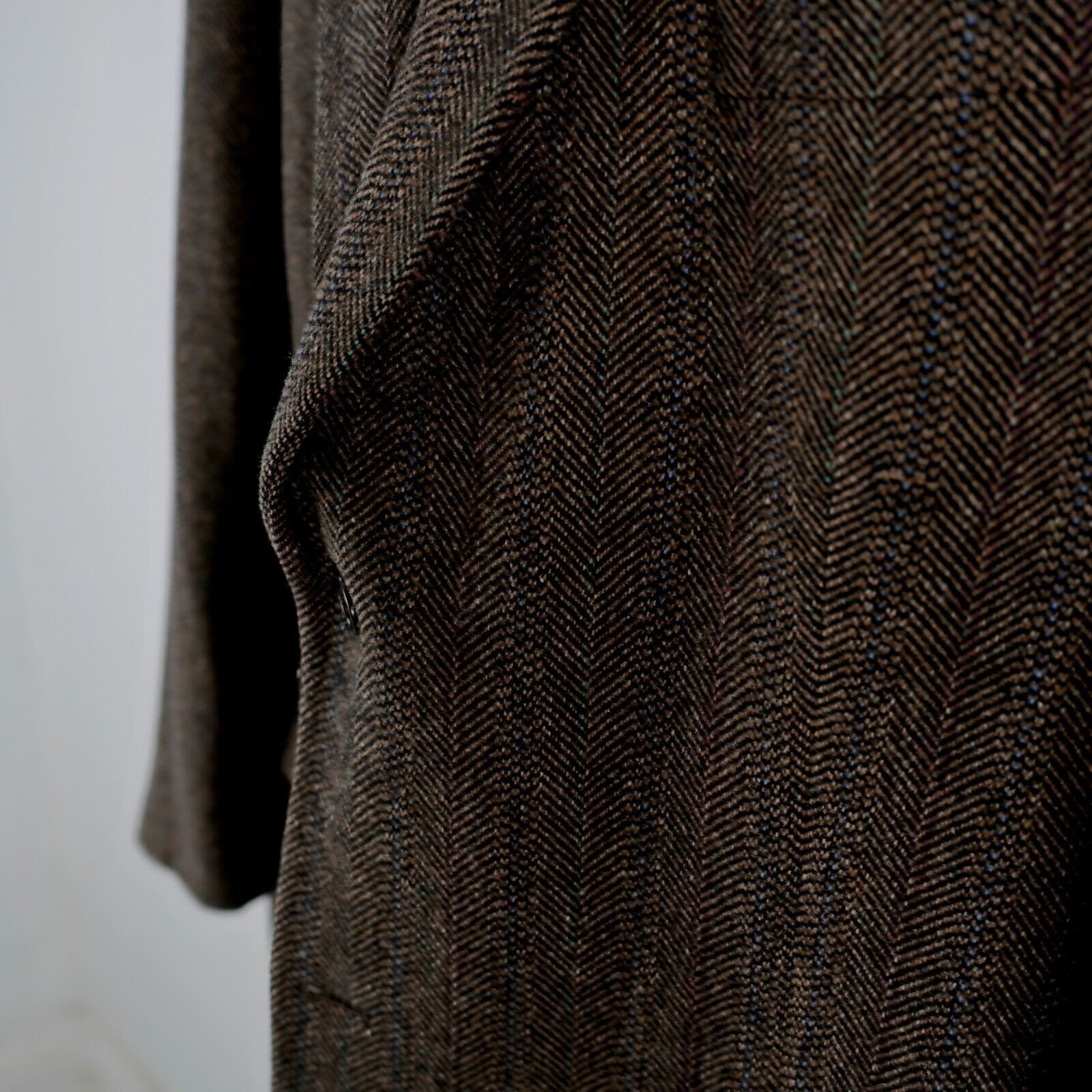 Vintage Cricketeer Lambswool Blend Tweed Brown Herringbone 2 Button Size 46L - 4 Thumbnail