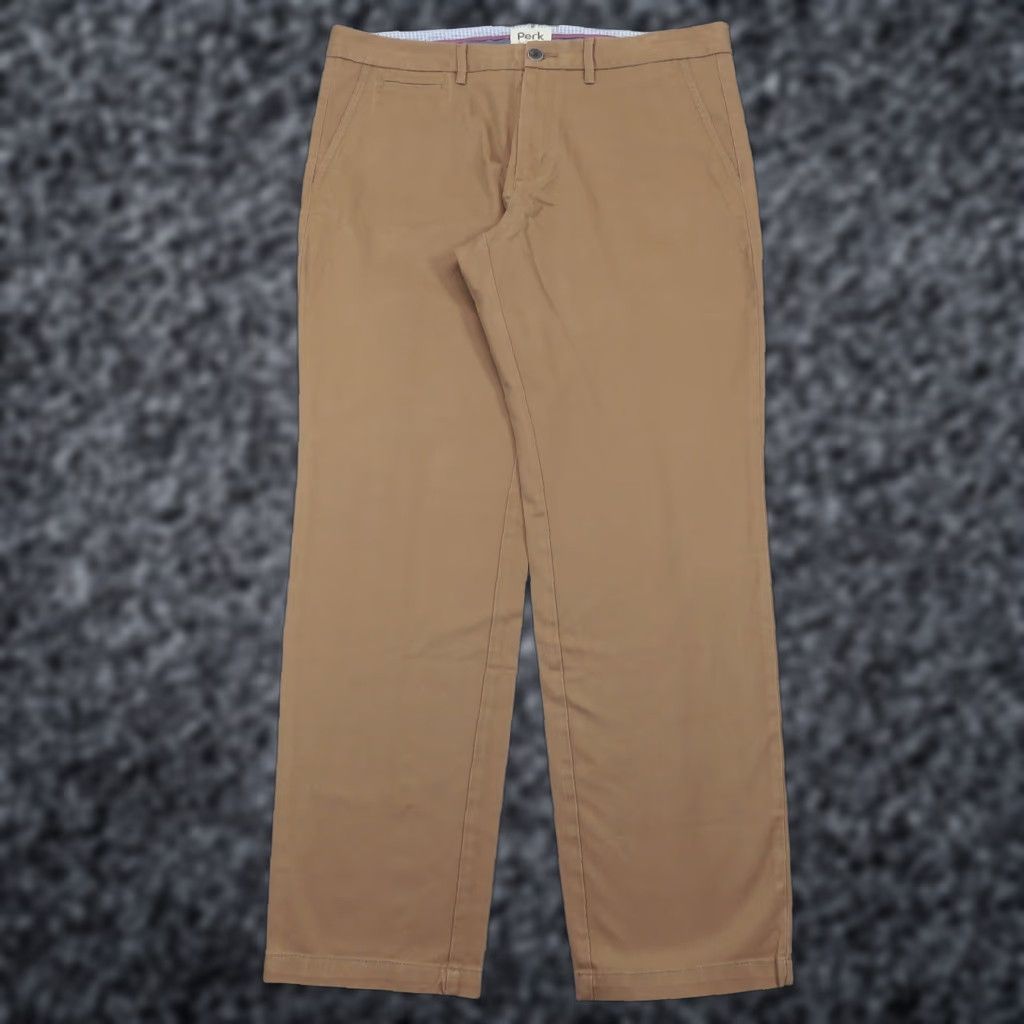 Vintage Perk Pants Men 36x30 Slim Fit Stretch Chino 5 Pocket Twill Brown 5-Pocket Design, Coin Pocket Straight Leg Casual Workwear Mens Regular Size 36 Size US 36 / EU 52 - 1 Thumbnail