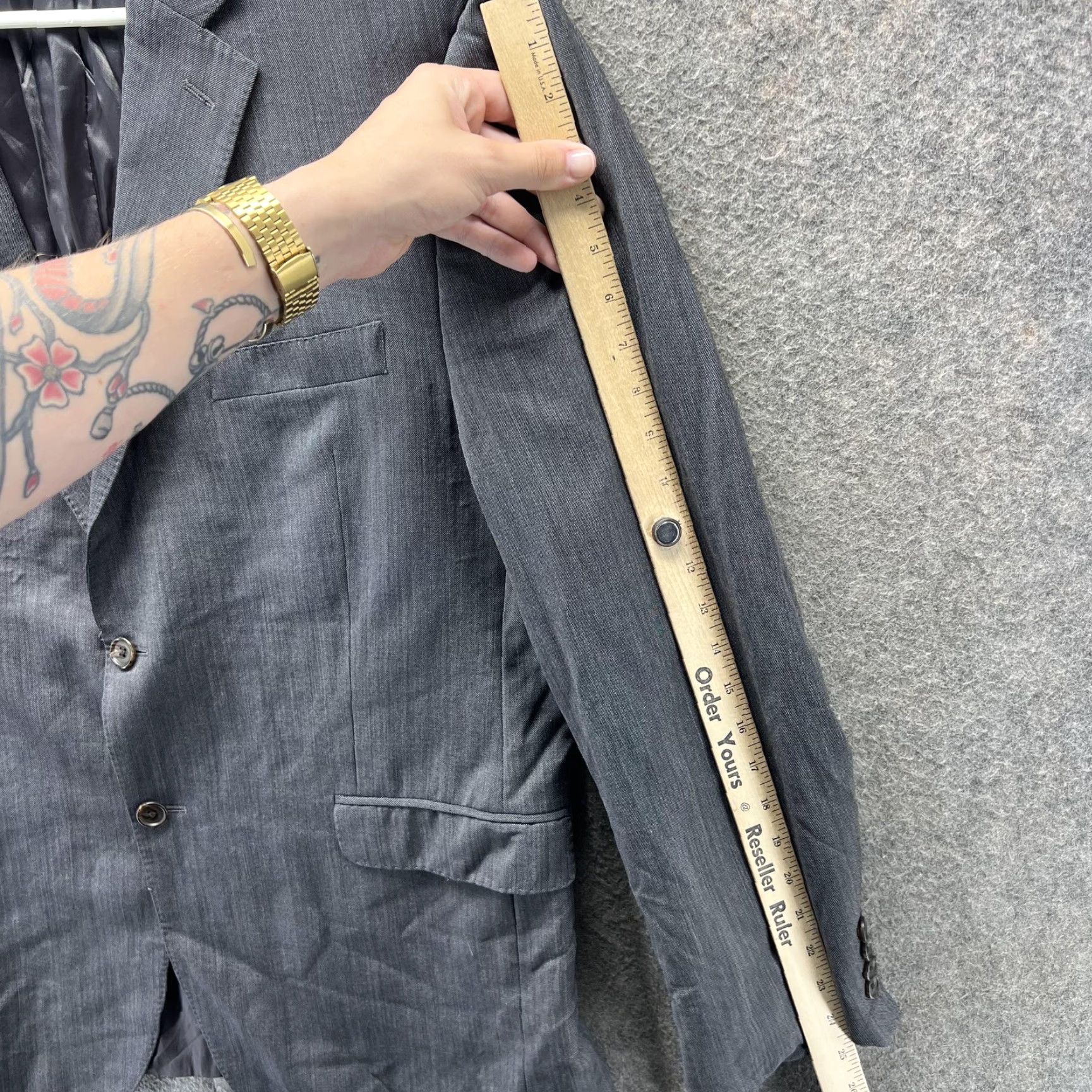 Ralph Lauren VINTAGE Lauren Ralph Lauren Blazer Mens 44R Gray Wool Slim Fit Sport Coat Jacket Size 44R - 5 Thumbnail