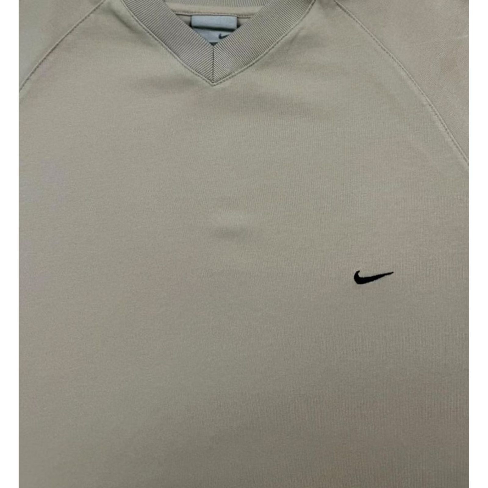Nike Nike Men'S Beige Cotton V-Neck T-Shirt Casual Short Sleeve Tee Size L Size US L / EU 52-54 / 3 - 3 Thumbnail