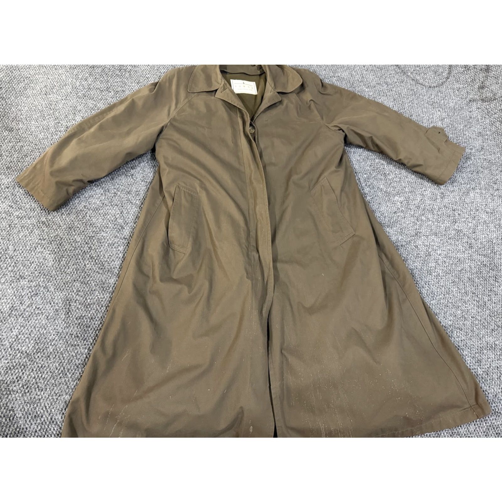 London Fog VINTAGE Towne from London Fog Coat Womens 14W Brown Trench Long Lined Button Front Size XL / US 12-14 / IT 48-50 - 2 Thumbnail