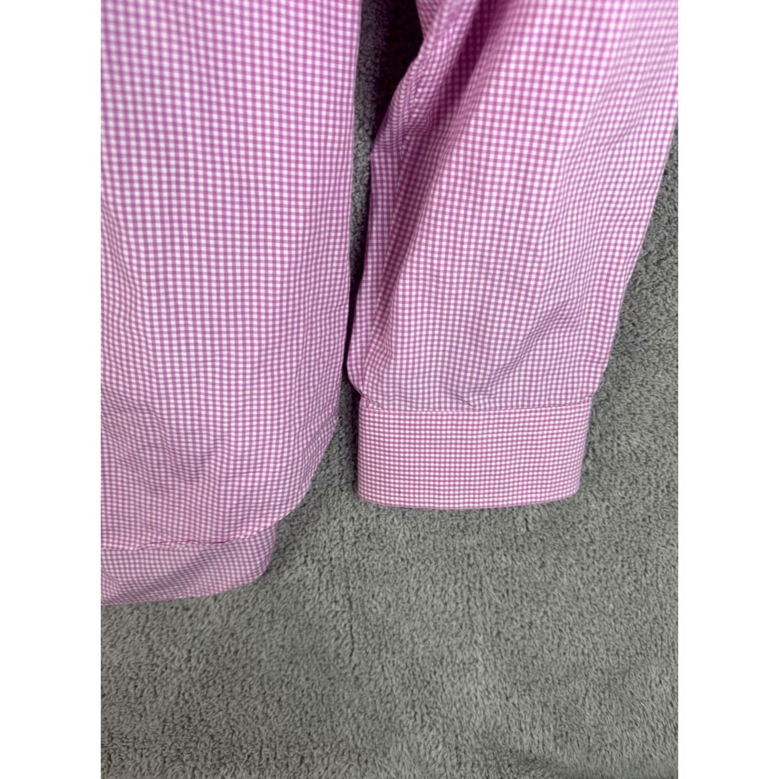 Vintage Truzzi Shirt Mens L Pink Gingham Button-Down Dress Long Sleeve Size 42R - 2 Thumbnail
