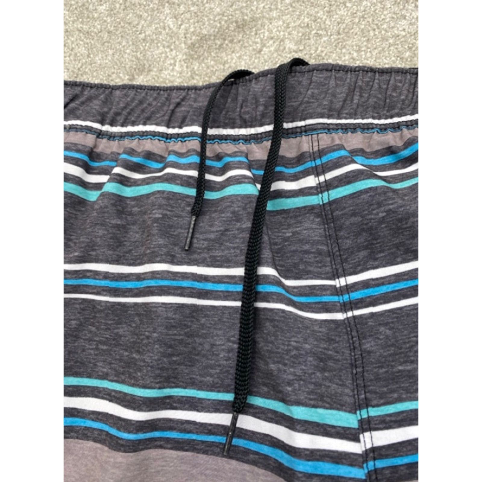 Speedo Speedo Men’s Board Shorts Swim Trunks Blue Green Striped Zipper Pocket M Adult Multicolor Size US 31 - 5 Thumbnail