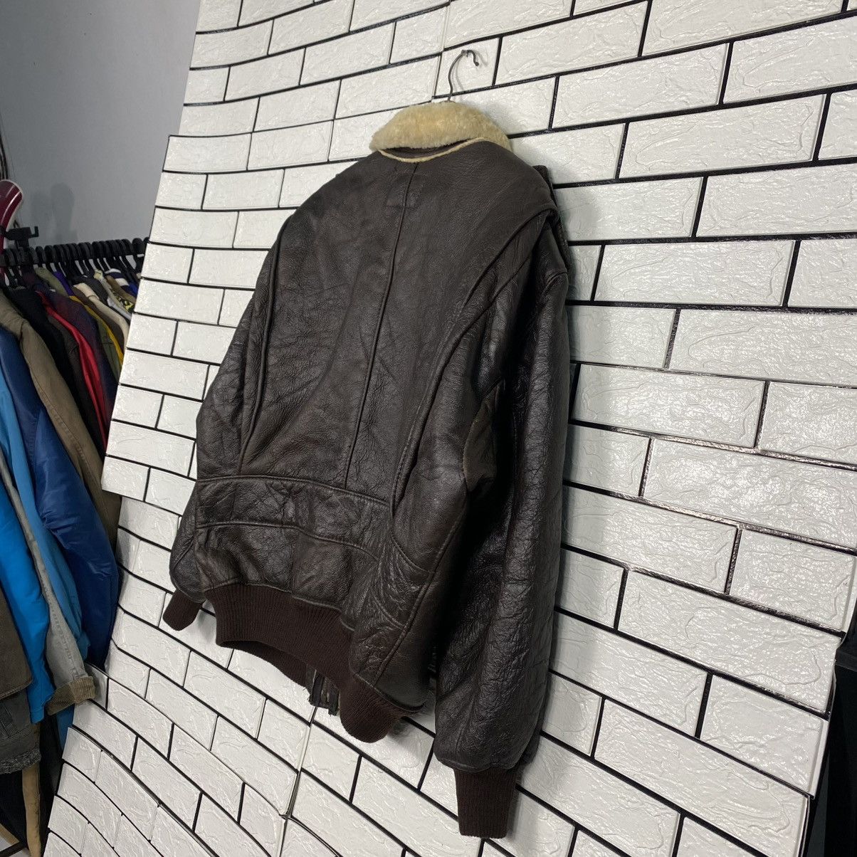Vintage 🔥VINTAGE SHEARLING GENUINE LEATHER JACKET AVIATION USA Size US XL / EU 56 / 4 - 11 Thumbnail