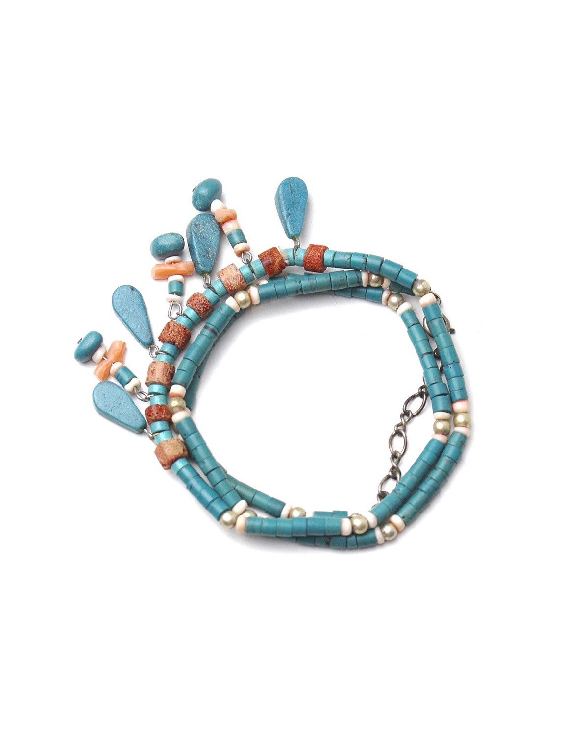 Vintage 2000S JAPANESE MADE TRIBAL TURQUOISE CORAL NECKLACE BRACELET Size ONE SIZE - 1 Thumbnail