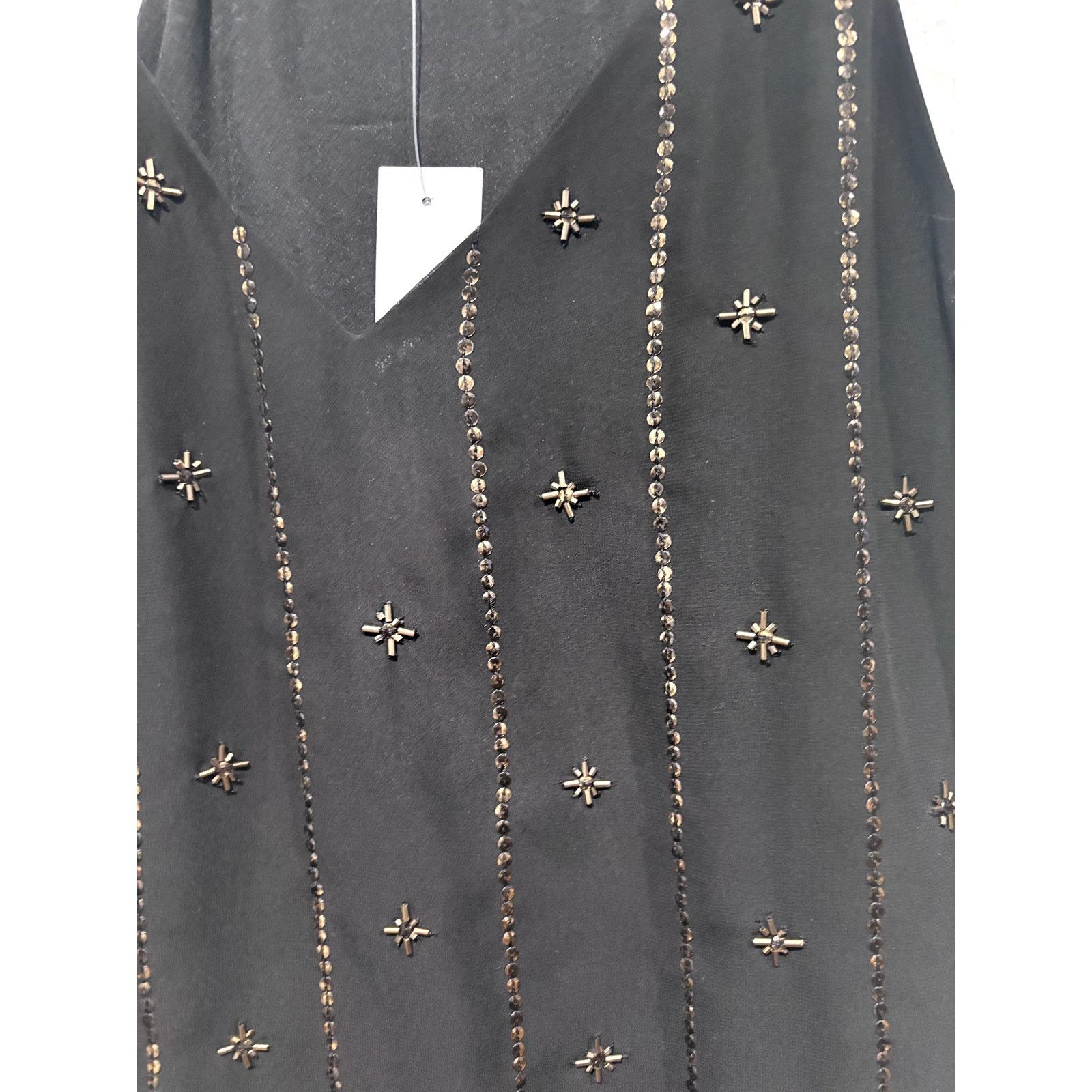Loft LOFT Black Beaded Sequin Embellished Black Slip Dress M Size M / US 6-8 / IT 42-44 - 4 Thumbnail