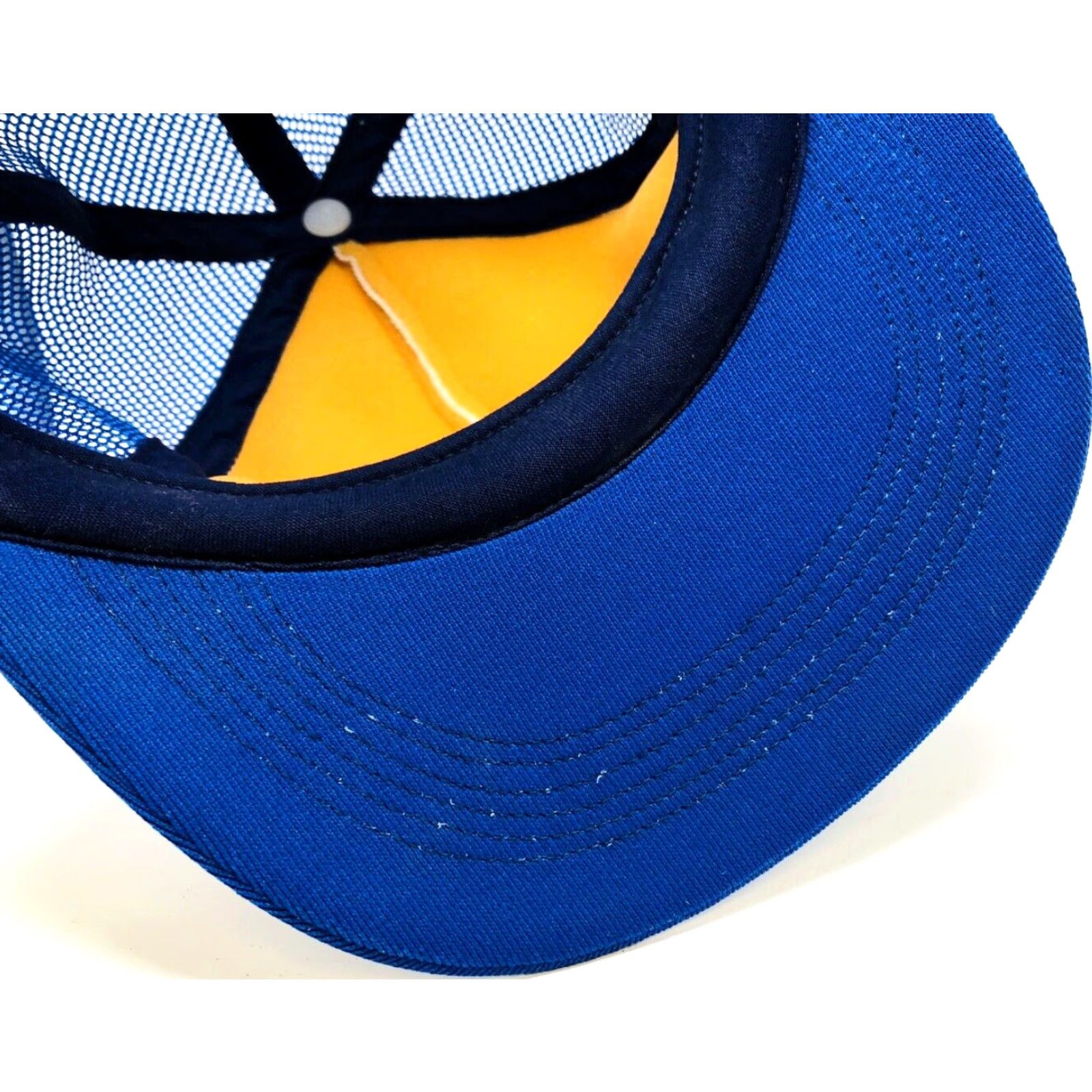 Vintage VINTAGE Blue White Snapback Trucker Hat Cap Firefighter Fireman Bulldog Dog Men Adjustable Cap Size ONE SIZE - 6 Thumbnail