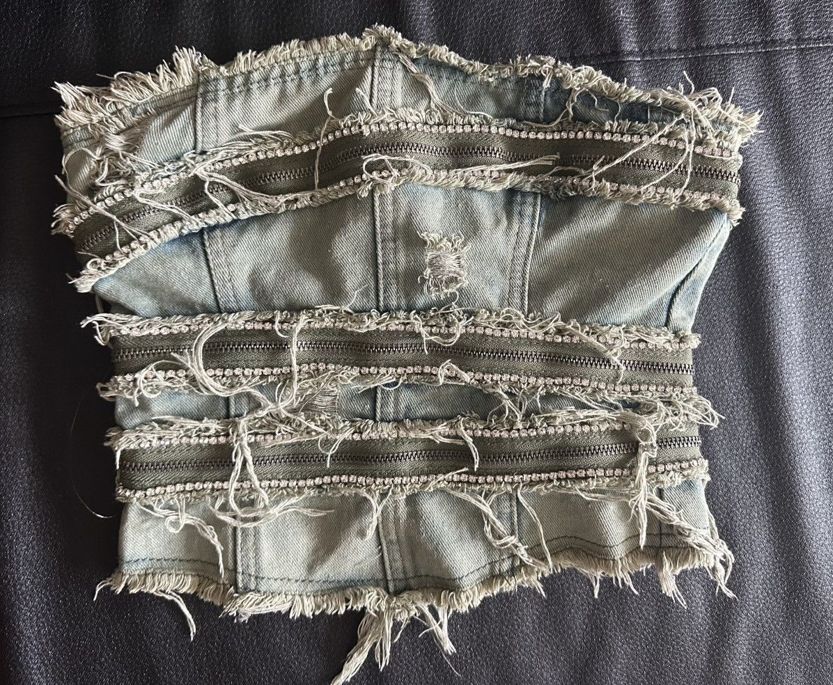 Jaded London Diamanté Denim Corset Size XS / US 0-2 / IT 36-38 - 1 Thumbnail