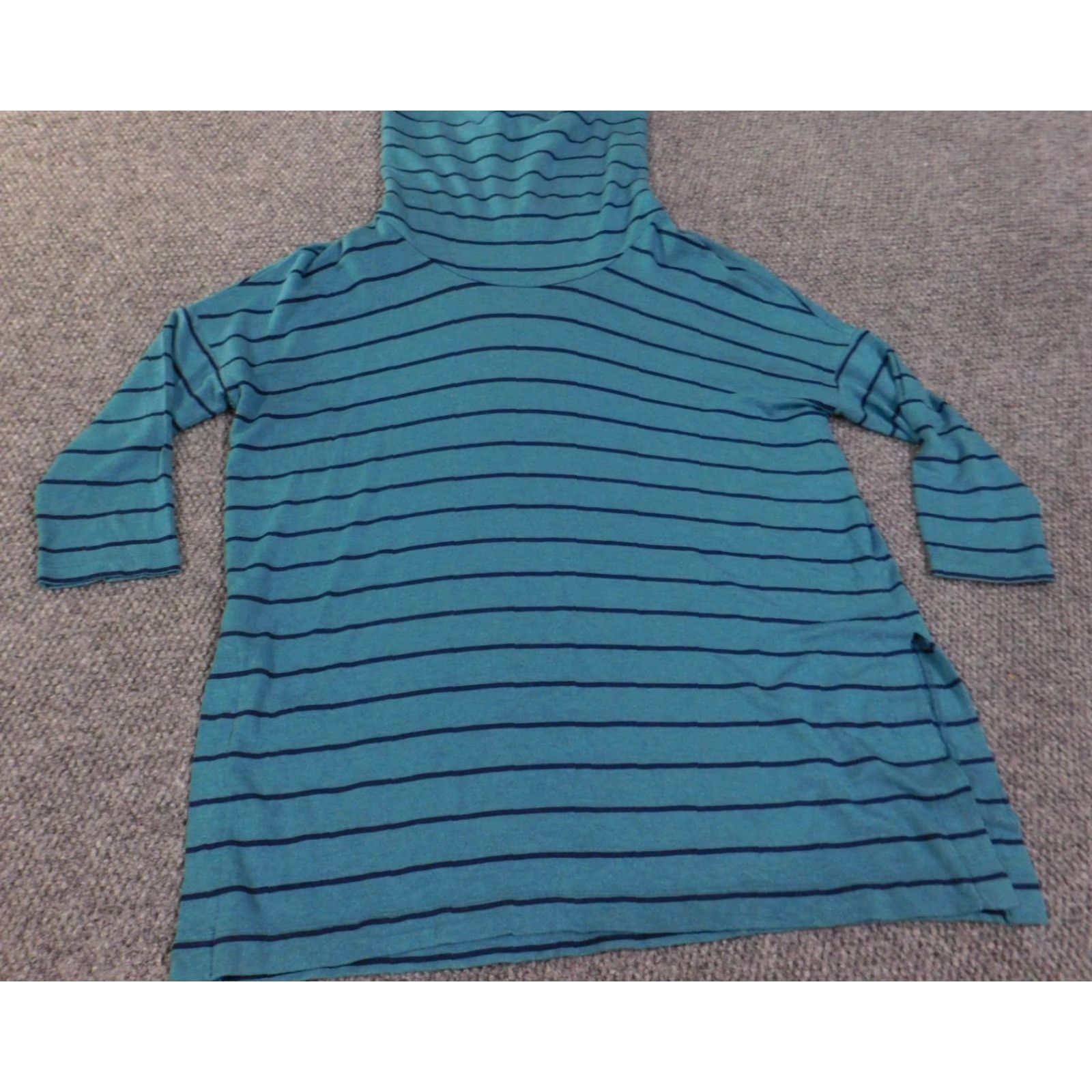 Loft LOFT Sweater Pullover Turtleneck Blue Striped Rib Knit Long Sleeve Women 2XL Casual Regular Modern Designer Knit Stretch Size XXL / US 16-18 / IT 52-54 - 2 Thumbnail