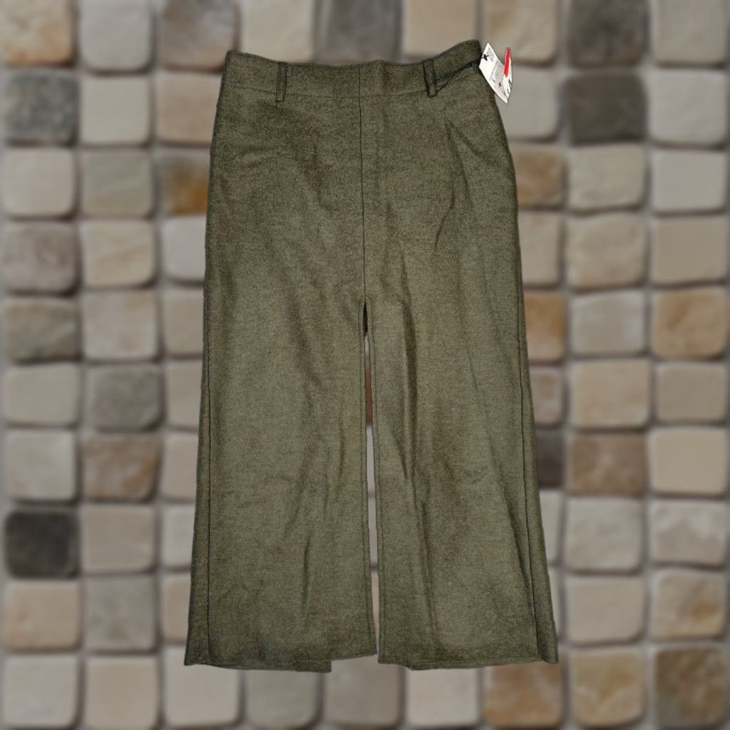 Zara Zara Womens Pants Green High Rise Straight Leg Slits Side Zip Regular size S Size 28" / US 6 / IT 42 - 1 Thumbnail
