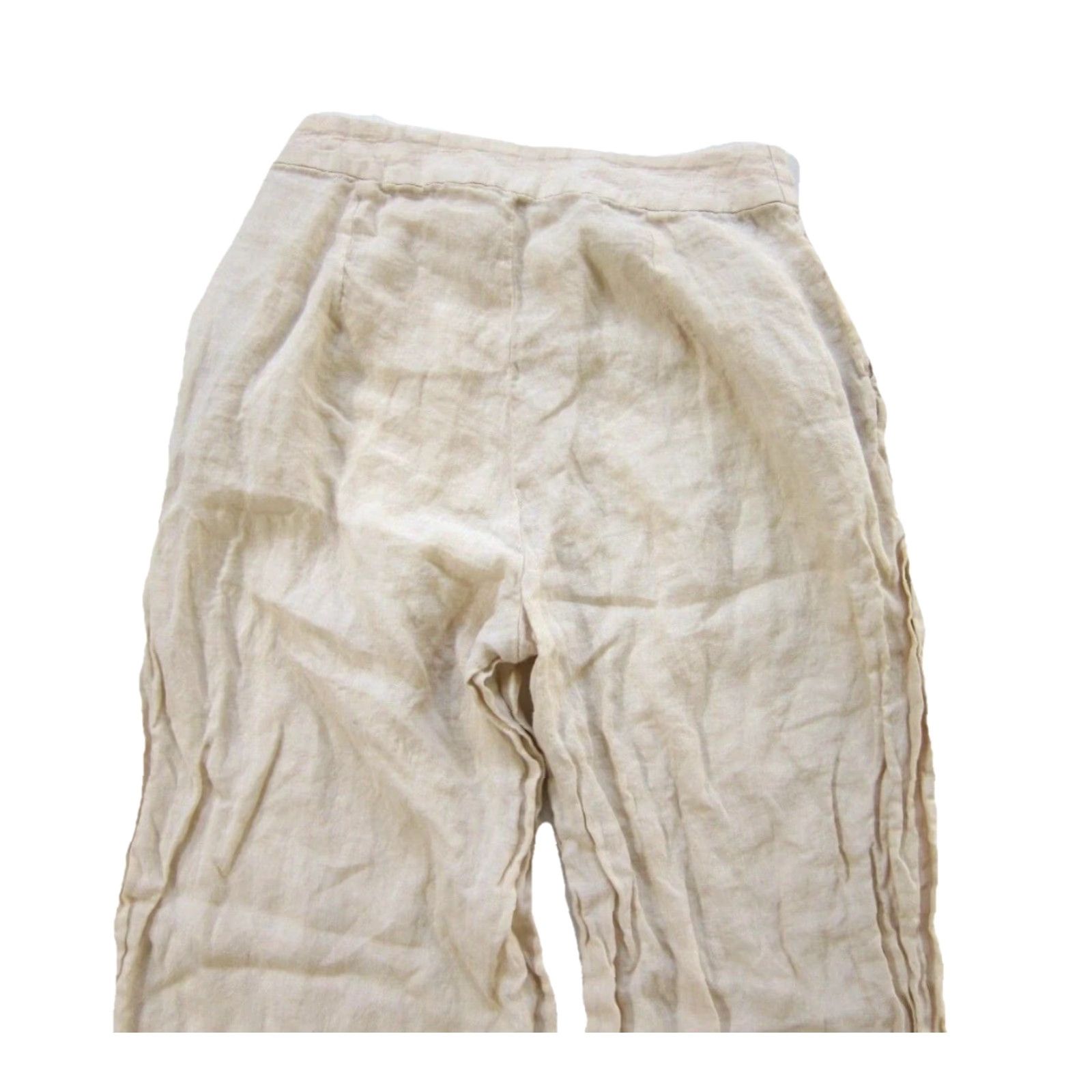 Vintage Revert Apparel 100% Linen Beige Brown Wide Leg High Rise Pocket Pant Women L Size 36" / US 14 / IT 50 - 6 Thumbnail
