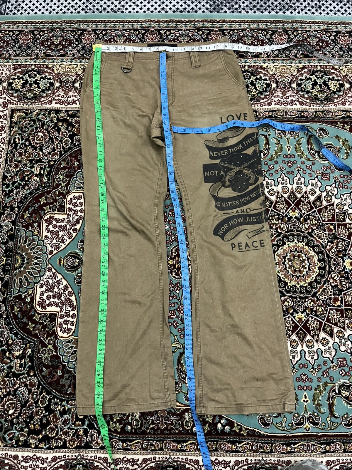 Mastermind Japan × Roar 💥CRAZY💥Gun Crosses R.O.A.R Love Peace Printed Pants Size US 33 - 2 Thumbnail
