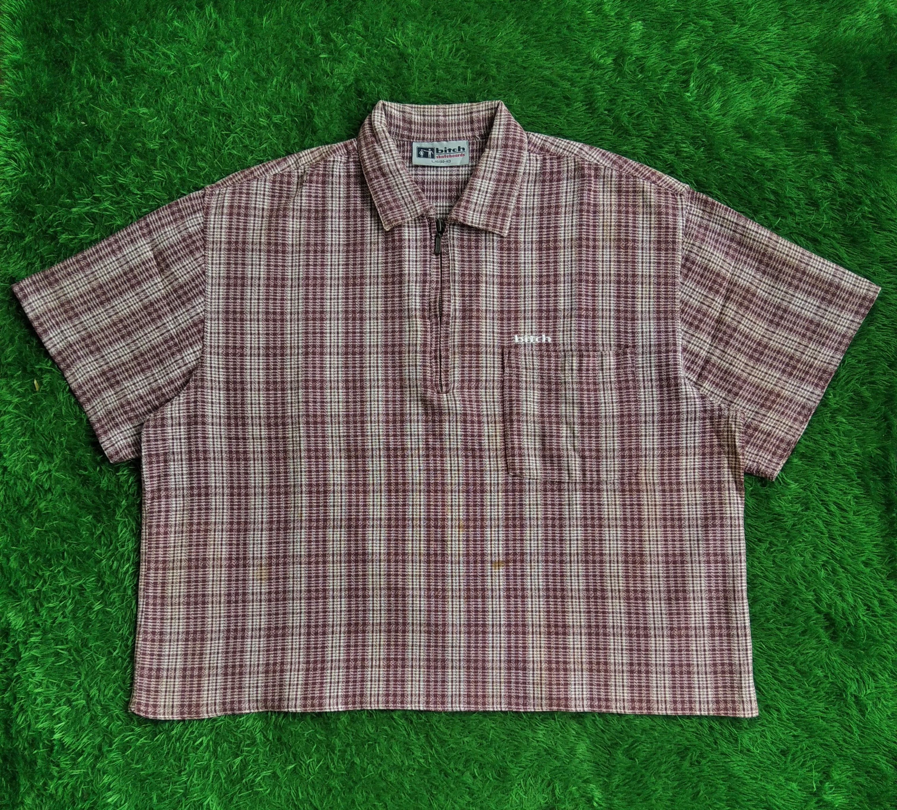 Girl Skateboards × Vintage VTG 90s Bitch Skateboard Half Zip Croped Boxy Shirt Size US L / EU 52-54 / 3 - 2 Thumbnail