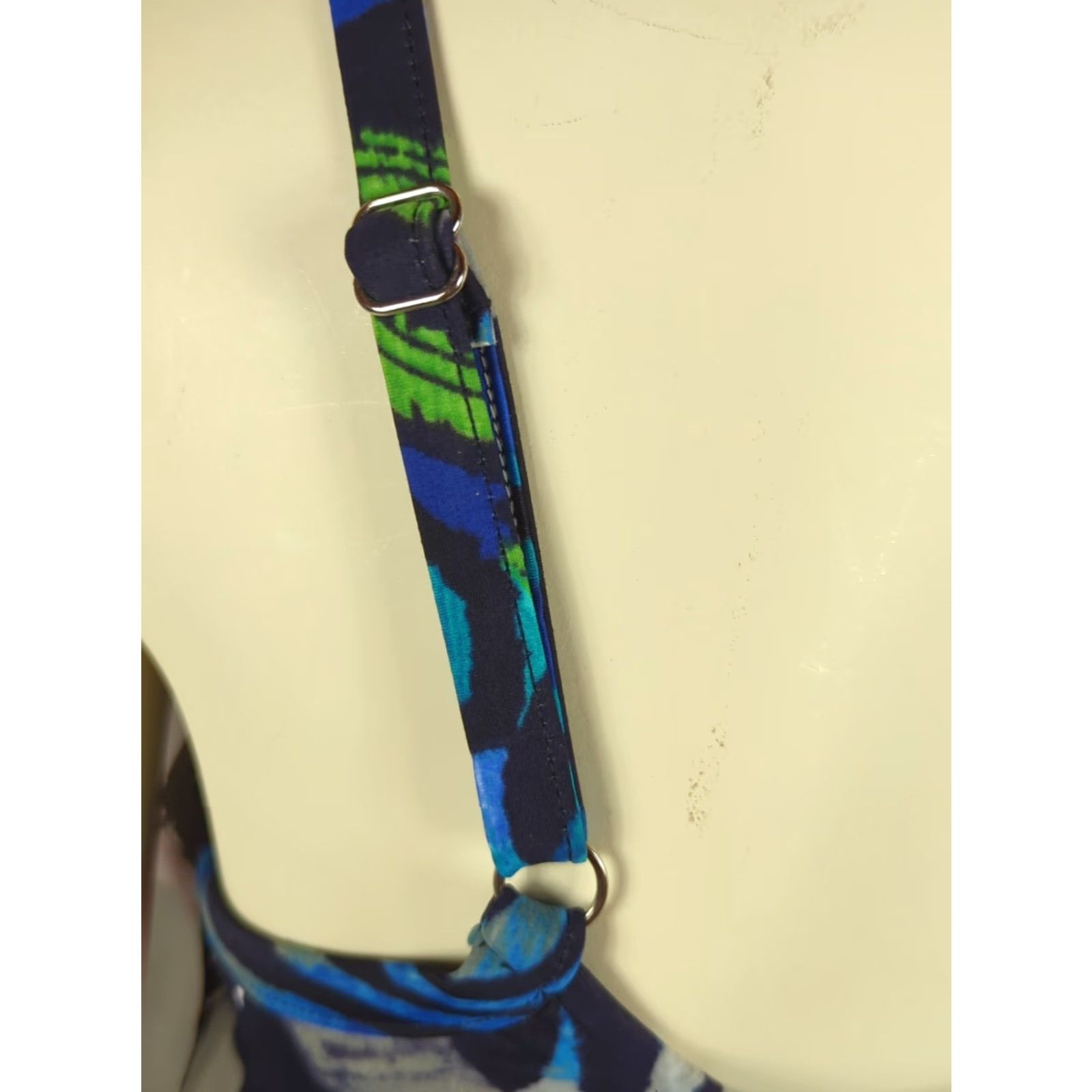 Vintage MAGICSUIT Arianna Tankini Crisscross Ruched Swim Top Sz 14 Colbolt Blue Multi Animal Print Built-In Bra Adjustable Strap Nylon Spandex Ladies Beach Size XL / US 12-14 / IT 48-50 - 4 Thumbnail