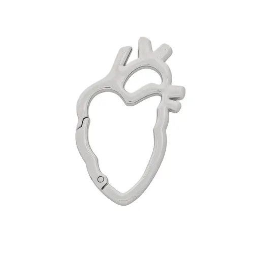 Jewelry Silver Anatomical Heart Carabiner Clip, Keychain Accessory Size ONE SIZE - 3 Thumbnail