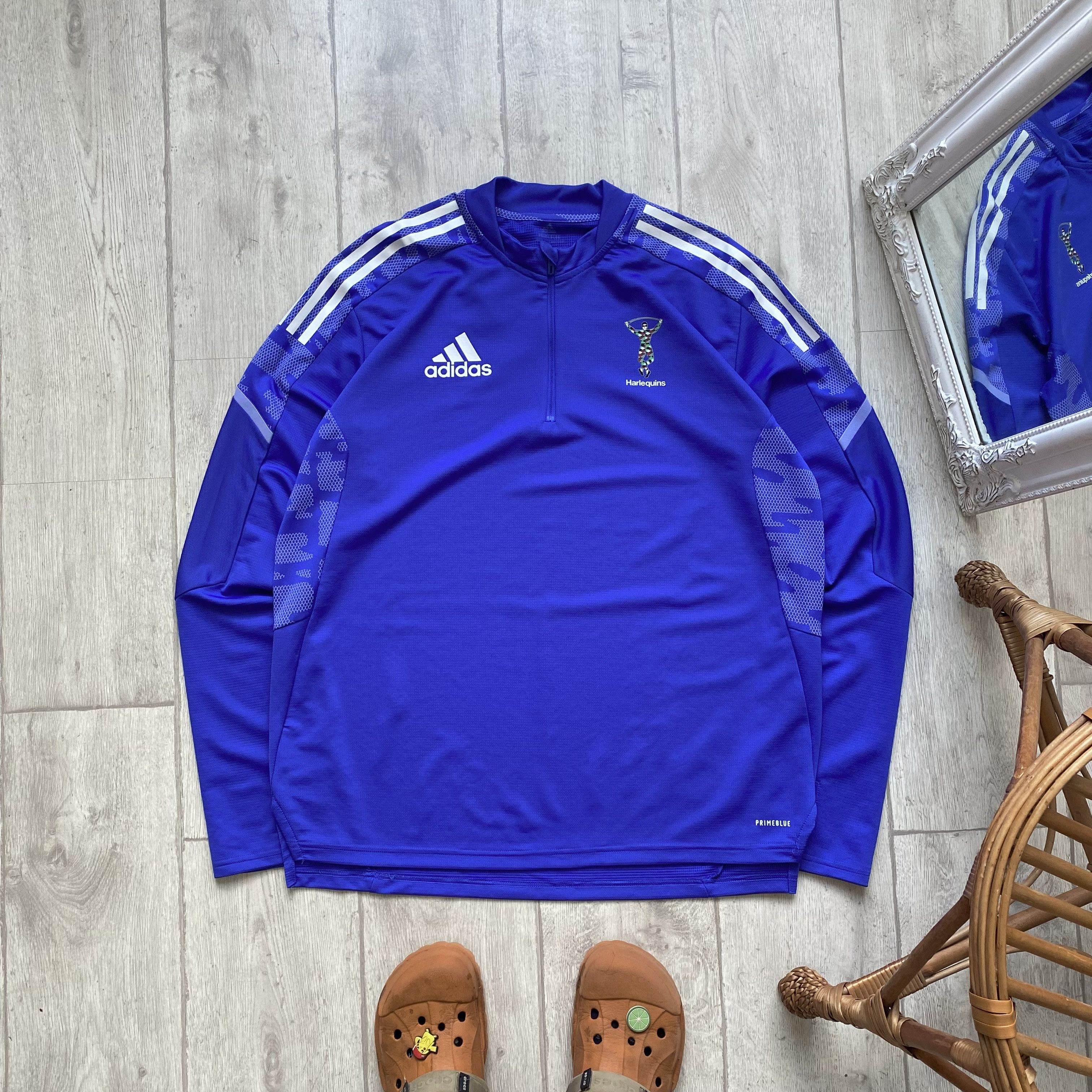 Adidas 🏉Adidas Harlequins Rugby Egland jersey training Shirt Drill Size US XL / EU 56 / 4 - 1 Thumbnail