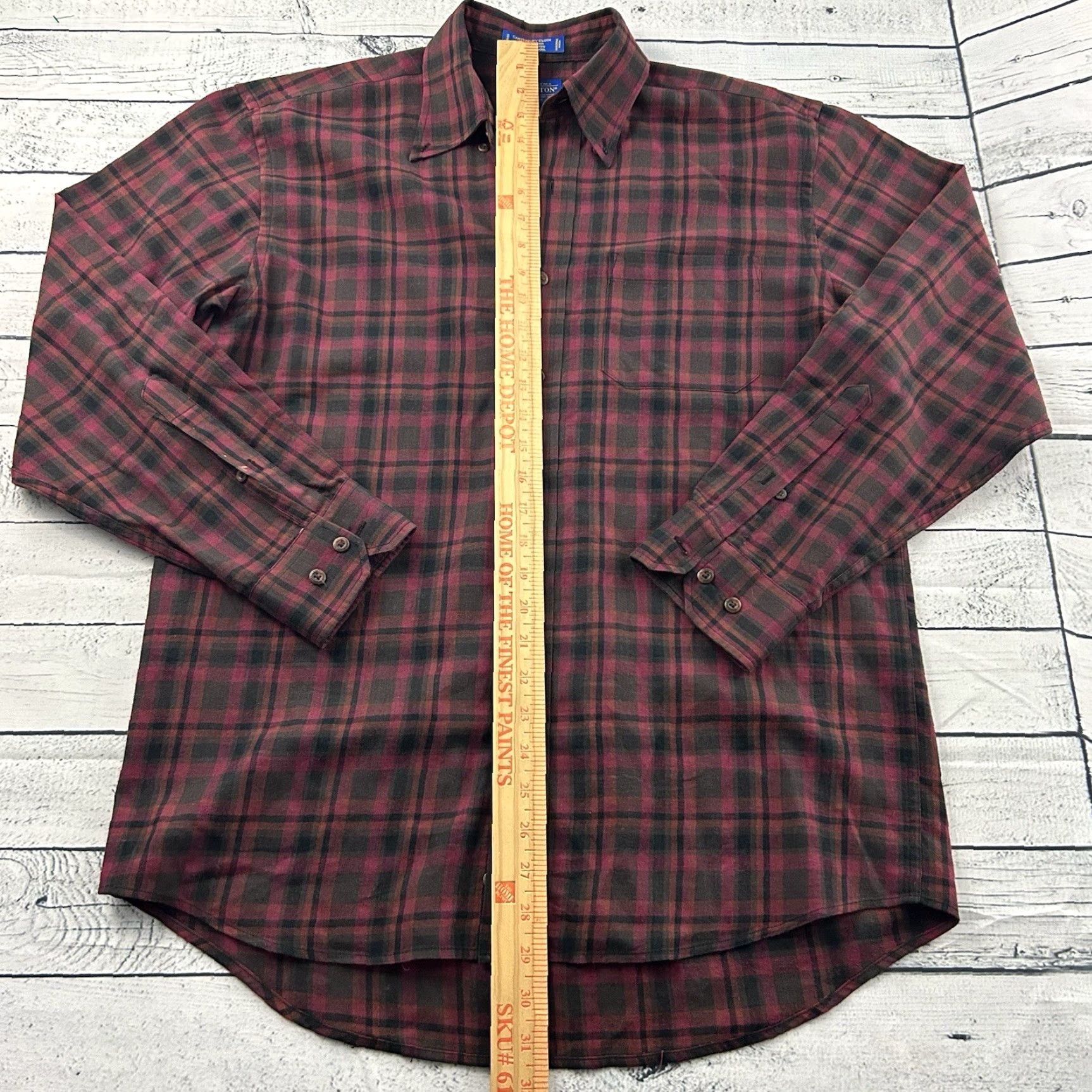Pendleton Pendleton Canteruery Cloth Long Sleeve Plaid Button Shirt Men's Medium Maroon Red Cotton Size US M / EU 48-50 / 2 - 3 Thumbnail
