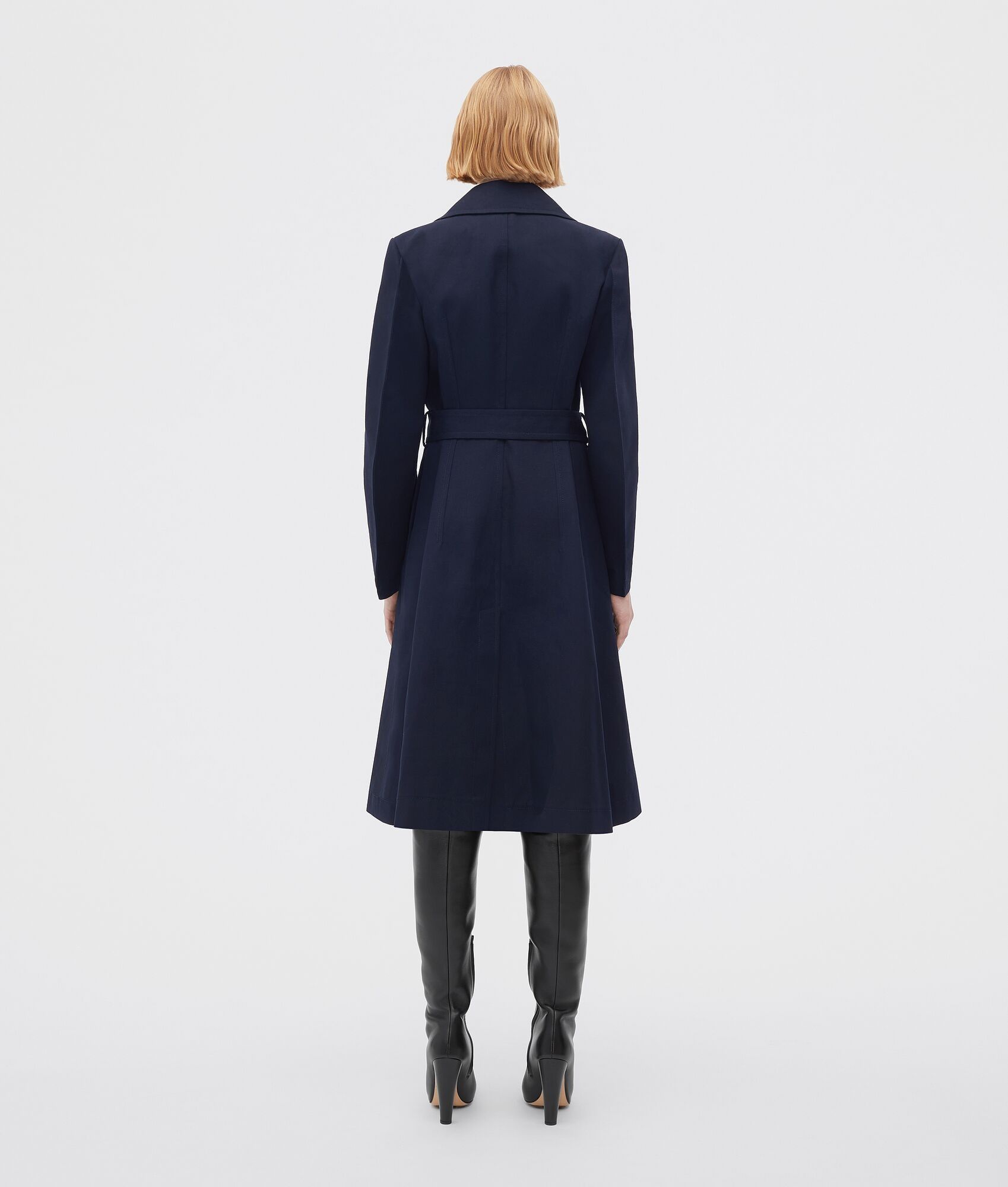 Bottega Veneta o1bcso1str0225 Curved Sleeves Cotton Canvas Trench Coat Navy Size S / US 4 / IT 40 - 3 Thumbnail