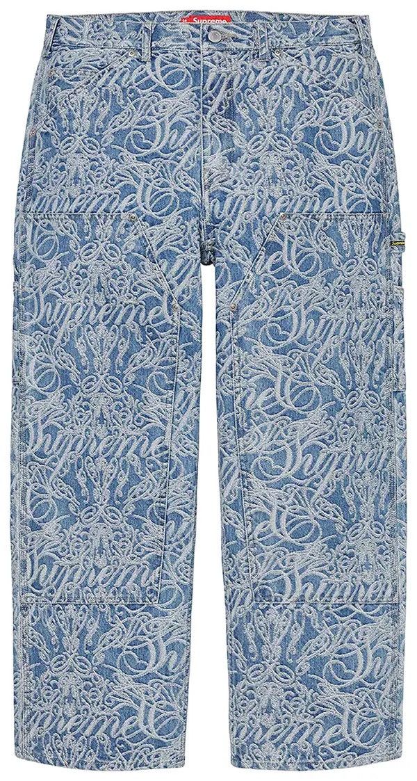 Other Supreme Script Jacquard Double Knee Denim Painter Pant Size 30" / US 8 / IT 44 - 1 Thumbnail
