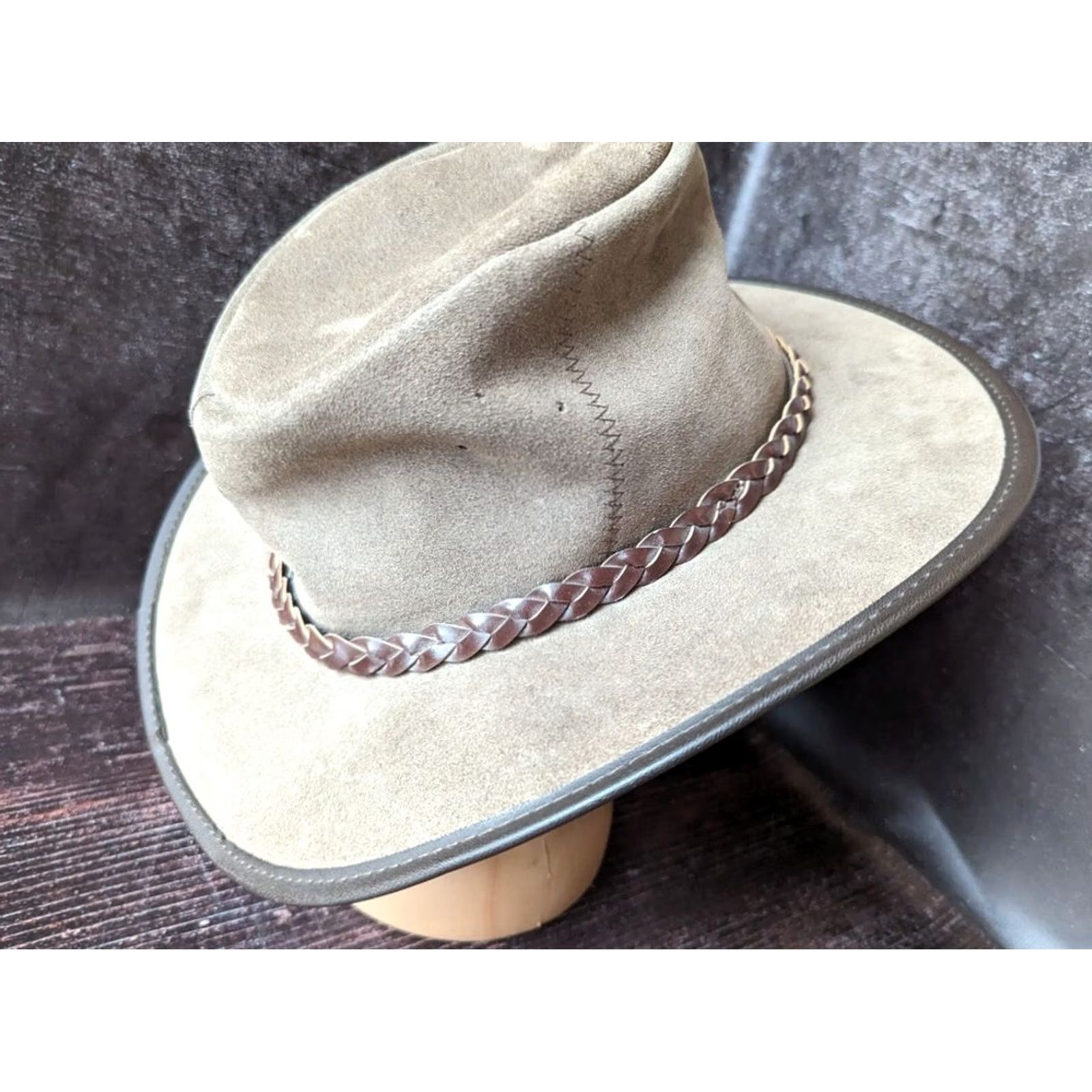 Vintage Urban Trail Cowboy Mens Leather Hat M Brown Size ONE SIZE - 5 Thumbnail