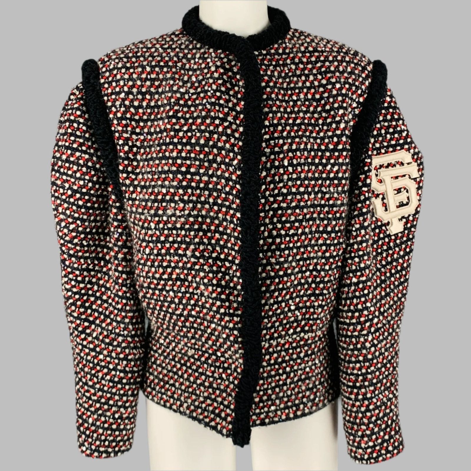 Gucci Size 4 Black Multi Color Polyamide Embellishment Jacket Size S / US 4 / IT 40 - 1 Thumbnail