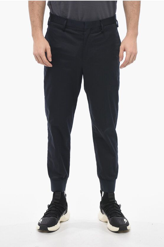 image of Neil Barrett Low-Rise Slim Fit Jack Pants With Cuffs in Blue, Men's (Size 34)