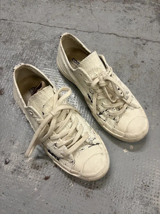 Maison Margiela 2012 Maison Margiela Converse White Painted Sneakers Size US 7.5 / IT 37.5 - 4 Thumbnail