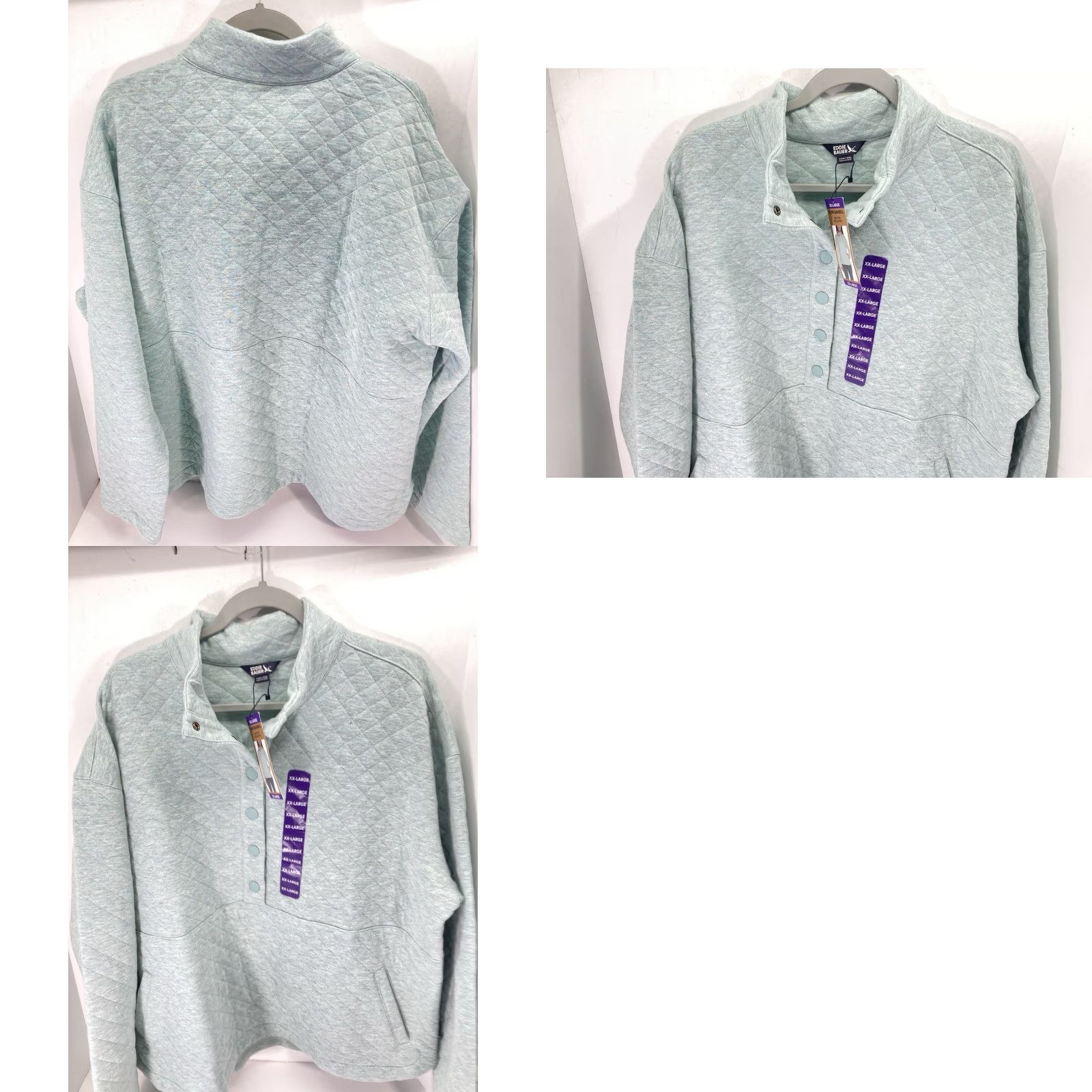 Eddie Bauer Eddie Bauer Quilted Sweater Women 2XL Green Long Sleeve Pullover Cotton Blend Mock Neck Quilted Solid Size XXL / US 16-18 / IT 52-54 - 9 Thumbnail