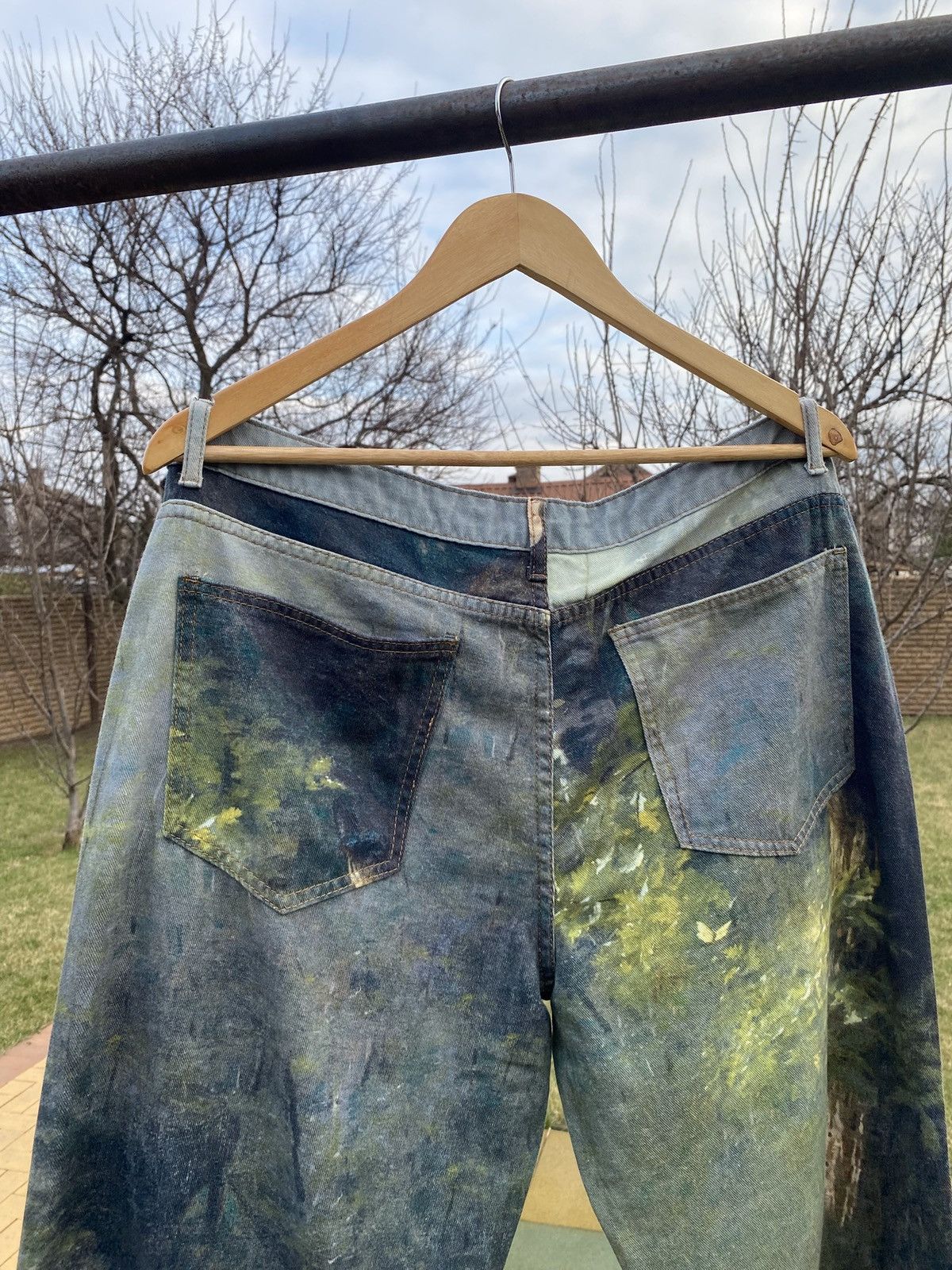 Vintage Romantic Painting Art Jeans, Vintage Style, Streetwear L Size US 34 / EU 50 - 7 Thumbnail