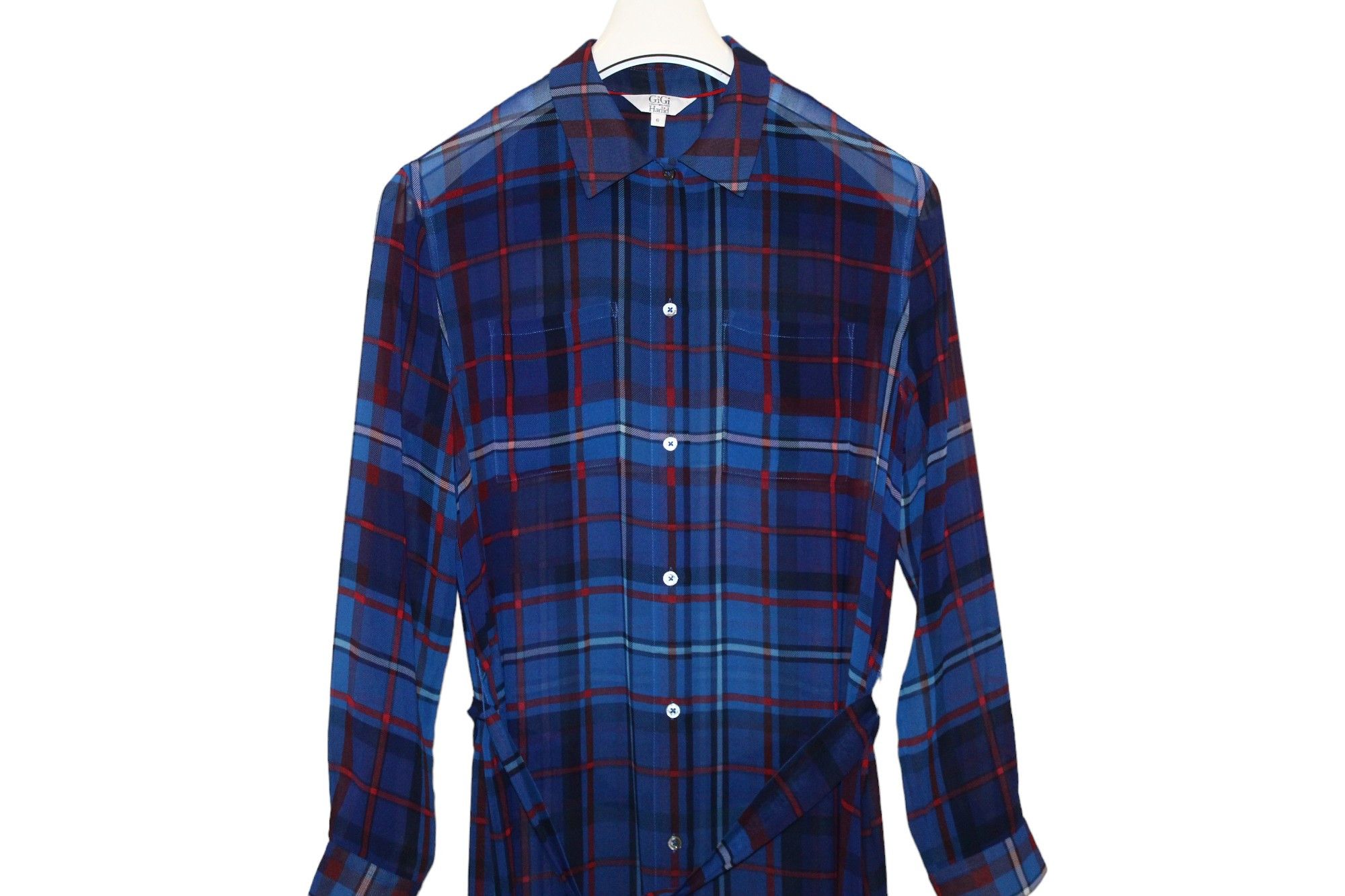 Tommy Hilfiger Gigi Hadid x Tommy Hilfiger Plaid Polyester Long Shirt Dress Size M / US 6-8 / IT 42-44 - 5 Thumbnail