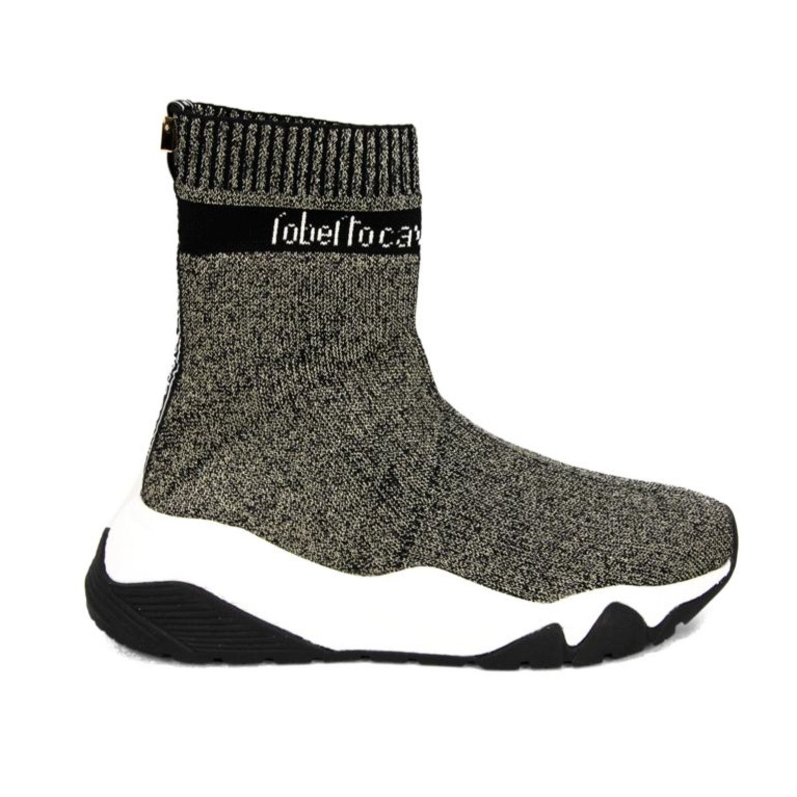 Cavalli Class × Just Cavalli × Roberto Cavalli ROBERTO CAVALLI Knit Sock Sneakers Gold High-Top 7 P$600 NIB Size US 7 / IT 37 - 1 Thumbnail