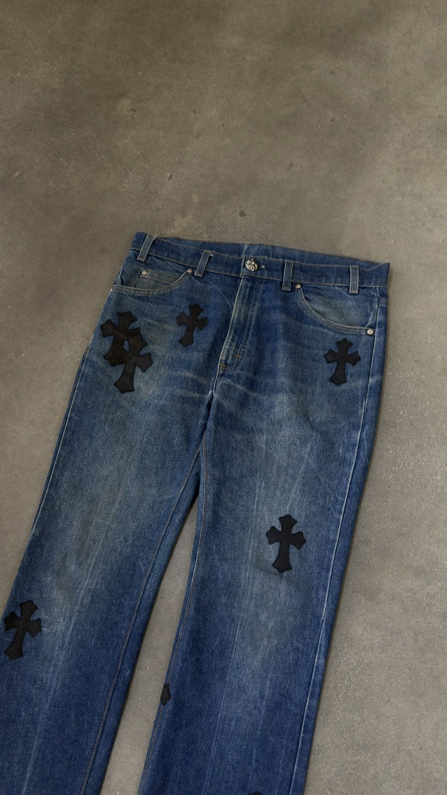 Chrome Hearts SUPER RARE! Chrome Hearts Levi's 517 Black Cross Patch Jeans Size US 33 - 3 Thumbnail
