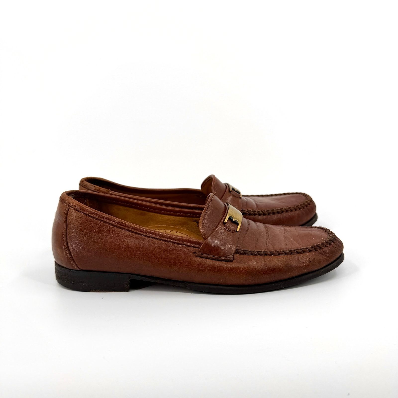 Bally Vintage 80s Italian Brown Leather Ruvera Gold Bit Loafers Size US 6.5 / EU 39-40 - 5 Thumbnail