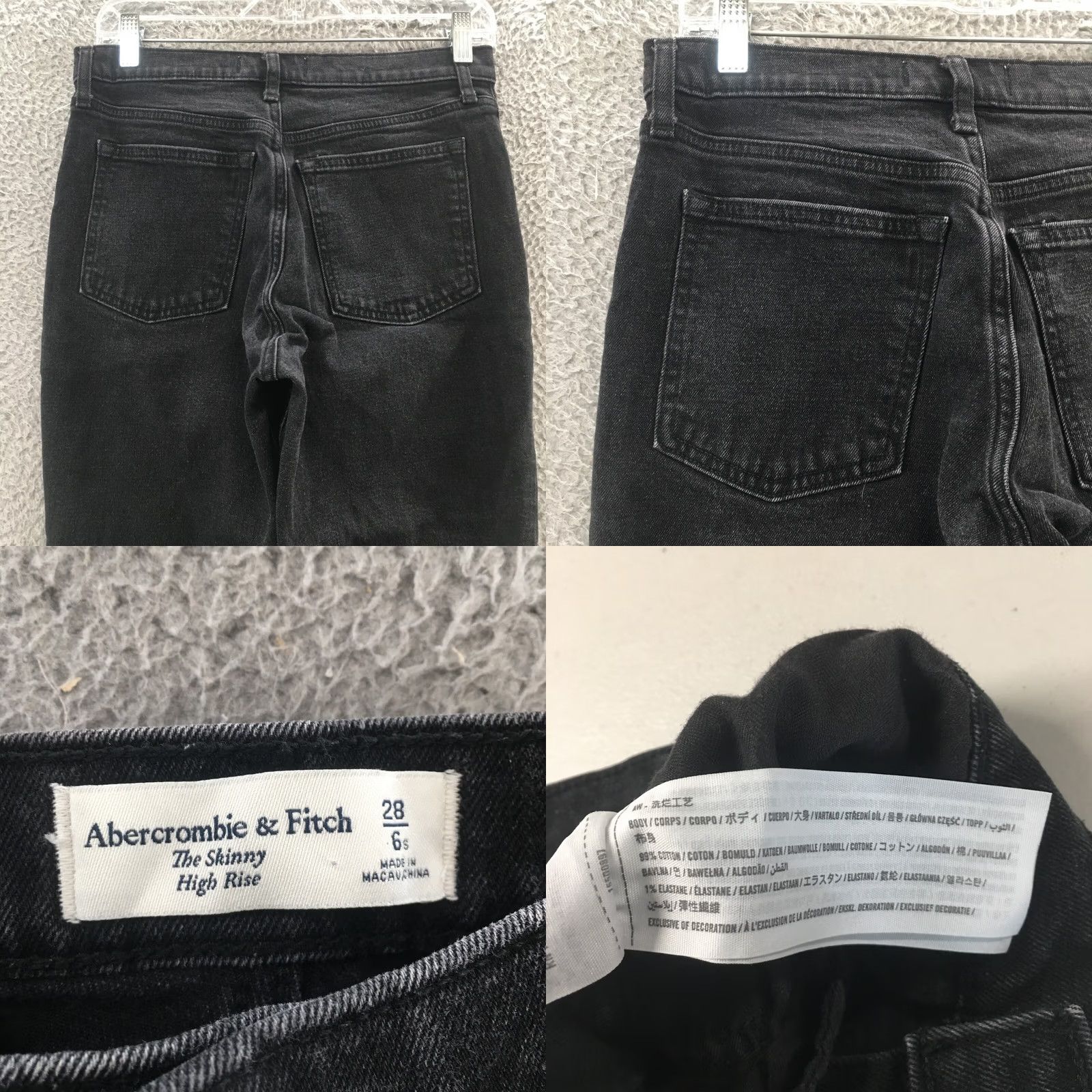 Abercrombie & Fitch Abercrombie & Fitch Skinny Jeans Womens High Rise Black Denim 30x25 Size 28" / US 6 / IT 42 - 9 Thumbnail