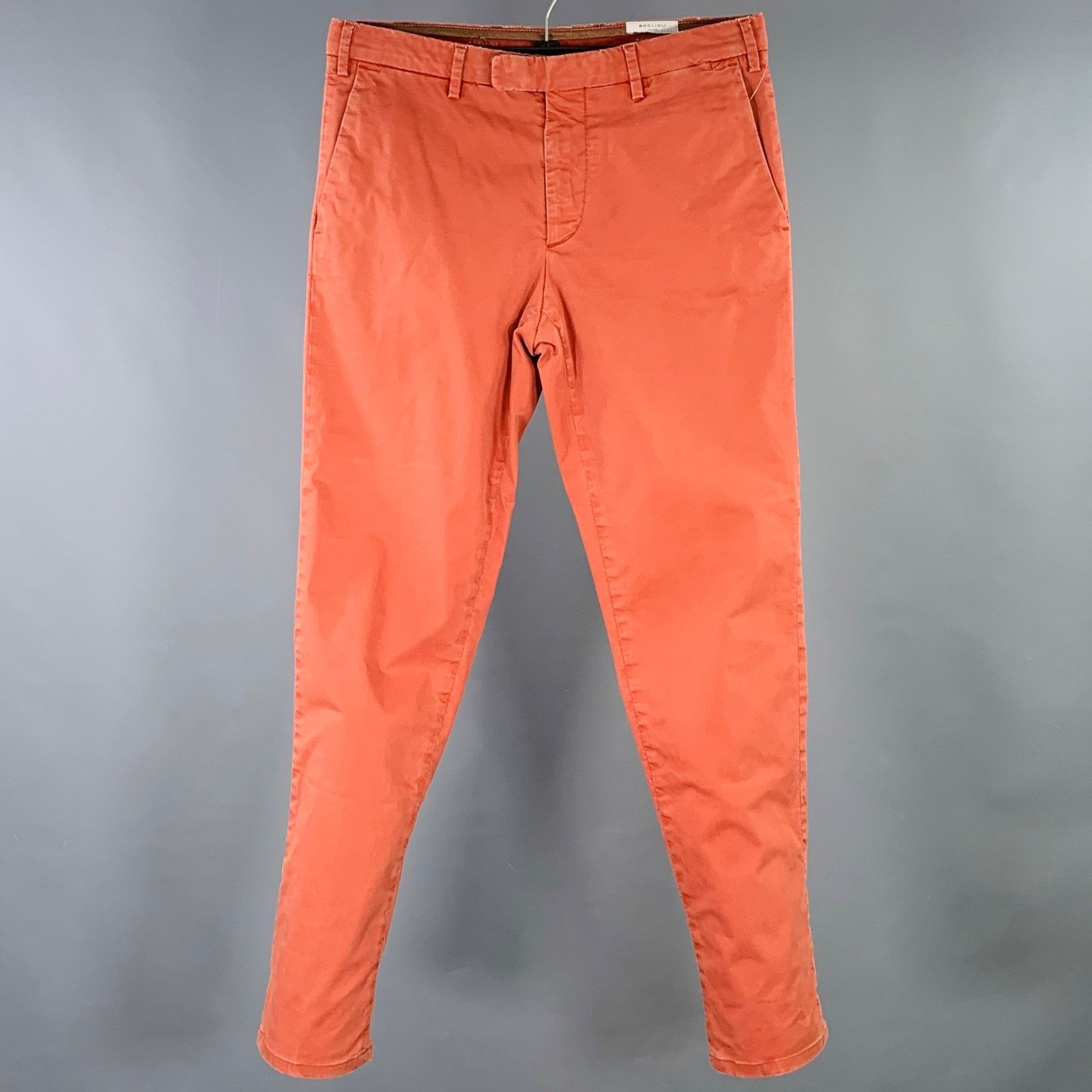 Boglioli Size 30 Orange Rust Cotton Blend Flat Front Casual Pants Size US 30 / EU 46 - 1 Thumbnail