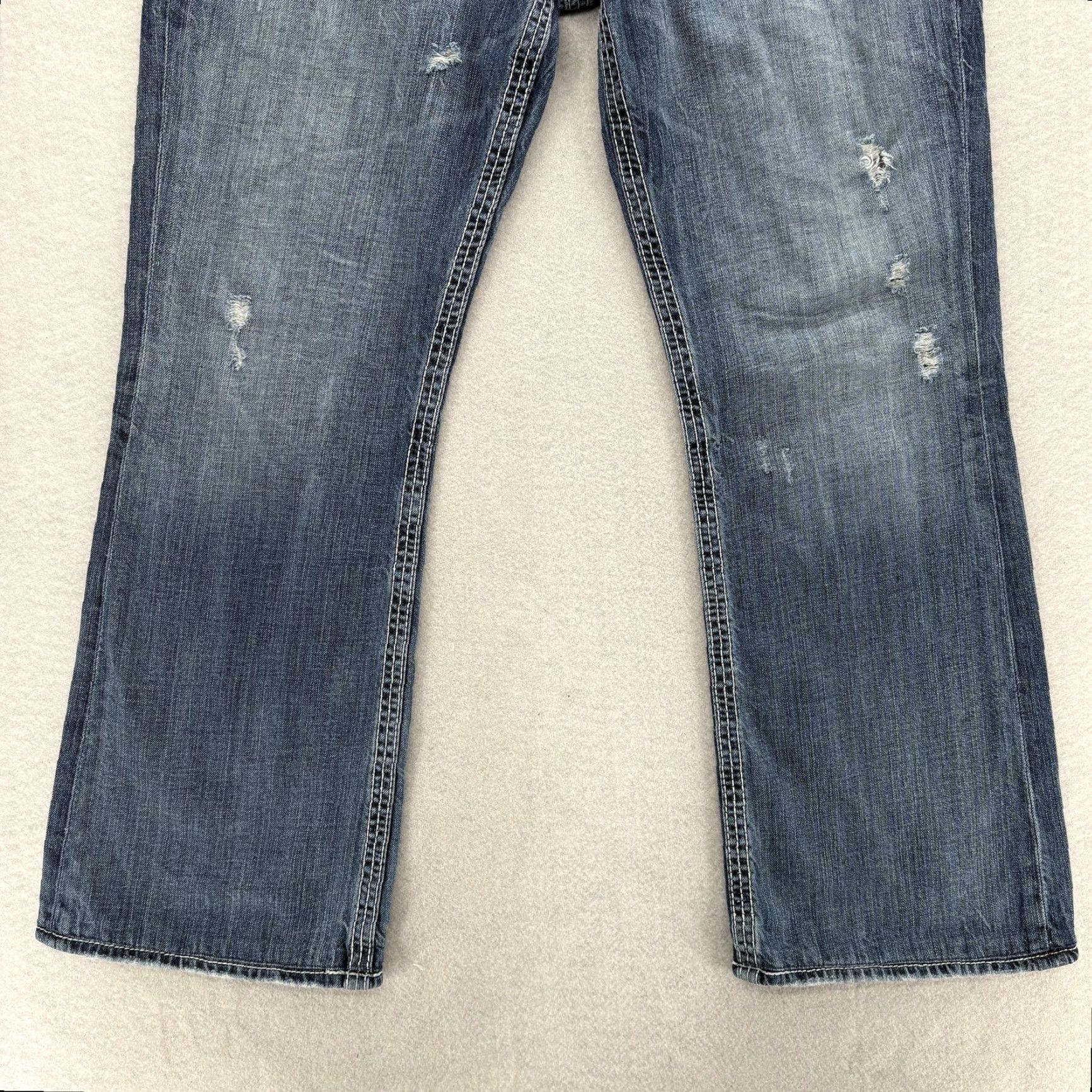 Vintage BIG STAR Jeans Mens 34x28 Medium Blue Orion Slim Boot Distressed Denim Buckle Shirt? Size US 34 / EU 50 - 3 Thumbnail