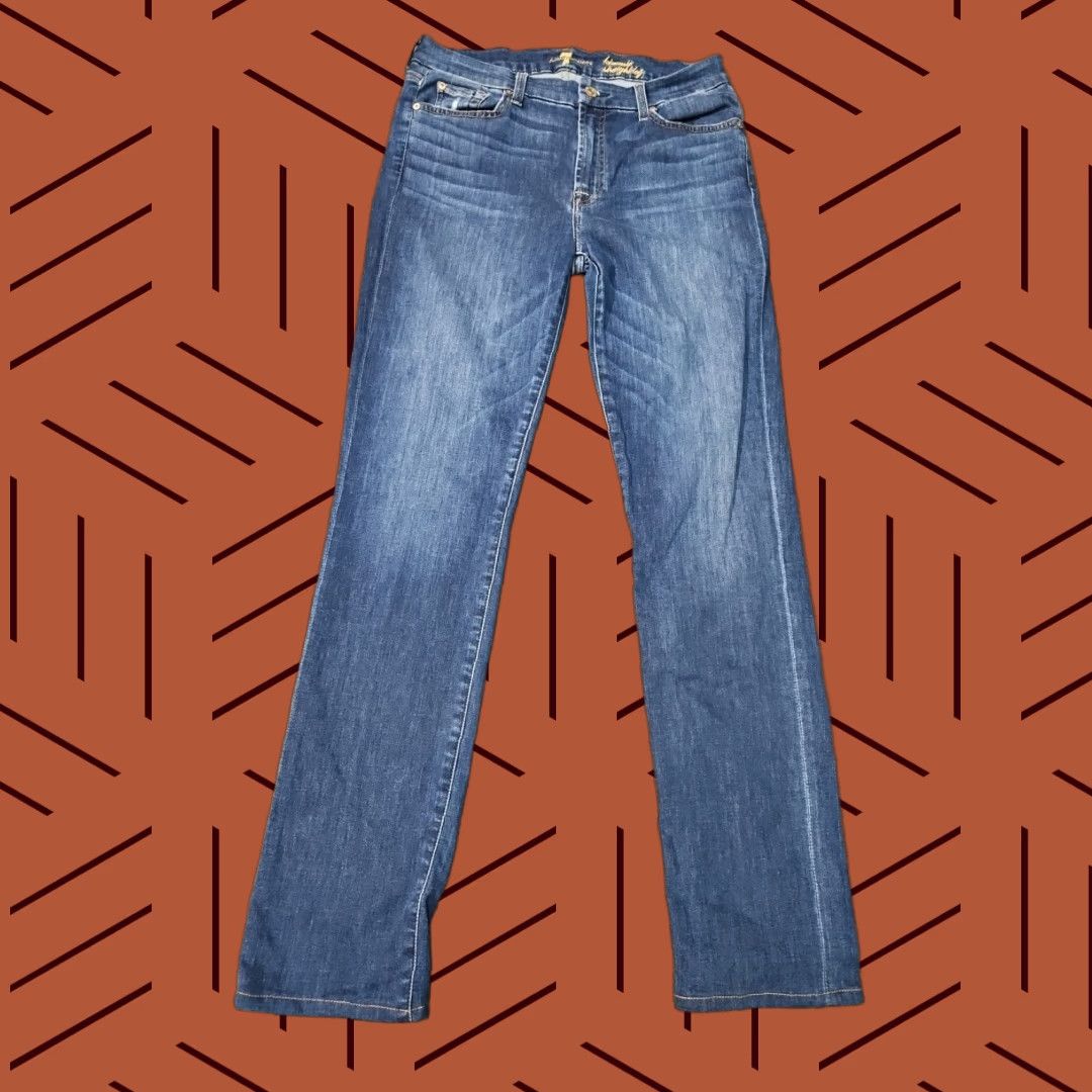 7 For All Mankind 7 for All Mankind Womens Kimmie Straight Jeans Size 31 Fade Wash Blue Regular fit 5-Pocket Denim Cotton Blend Cotton VINTAGE? Size 24" / US 00 / IT 34 - 1 Thumbnail
