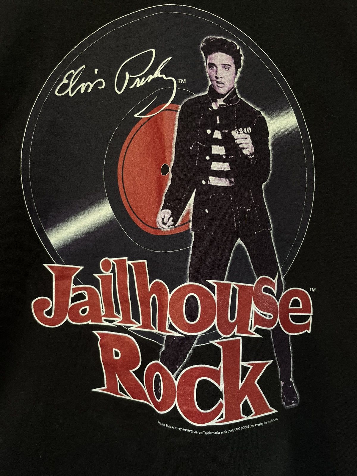 Band Tees Vintage Elvis Presley 2002 Jailhouse Rock T-Shirt Black RARE Size US L / EU 52-54 / 3 - 3 Thumbnail