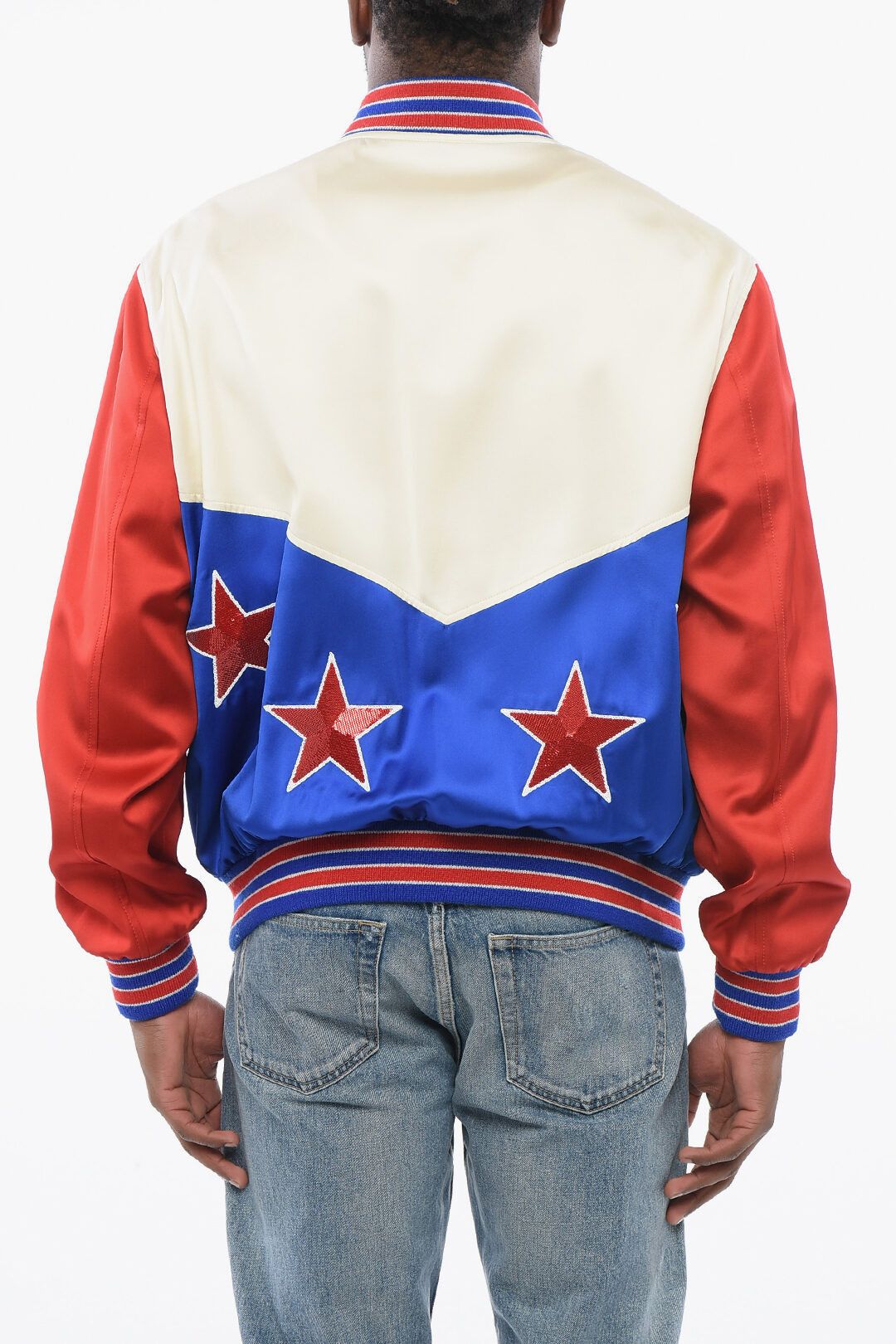 Celine og1mm0825 Color Block Stars Satin Bomber Jacket Multicolor Size US M / EU 48-50 / 2 - 2 Thumbnail