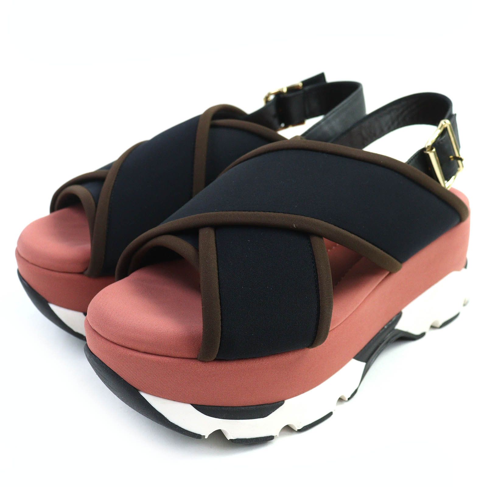 Marni Marni Marni Leather Cross Strap Platform Sandals Leather Shoes SAMA002708 DUTY FREE for USA Size ONE SIZE - 1 Thumbnail