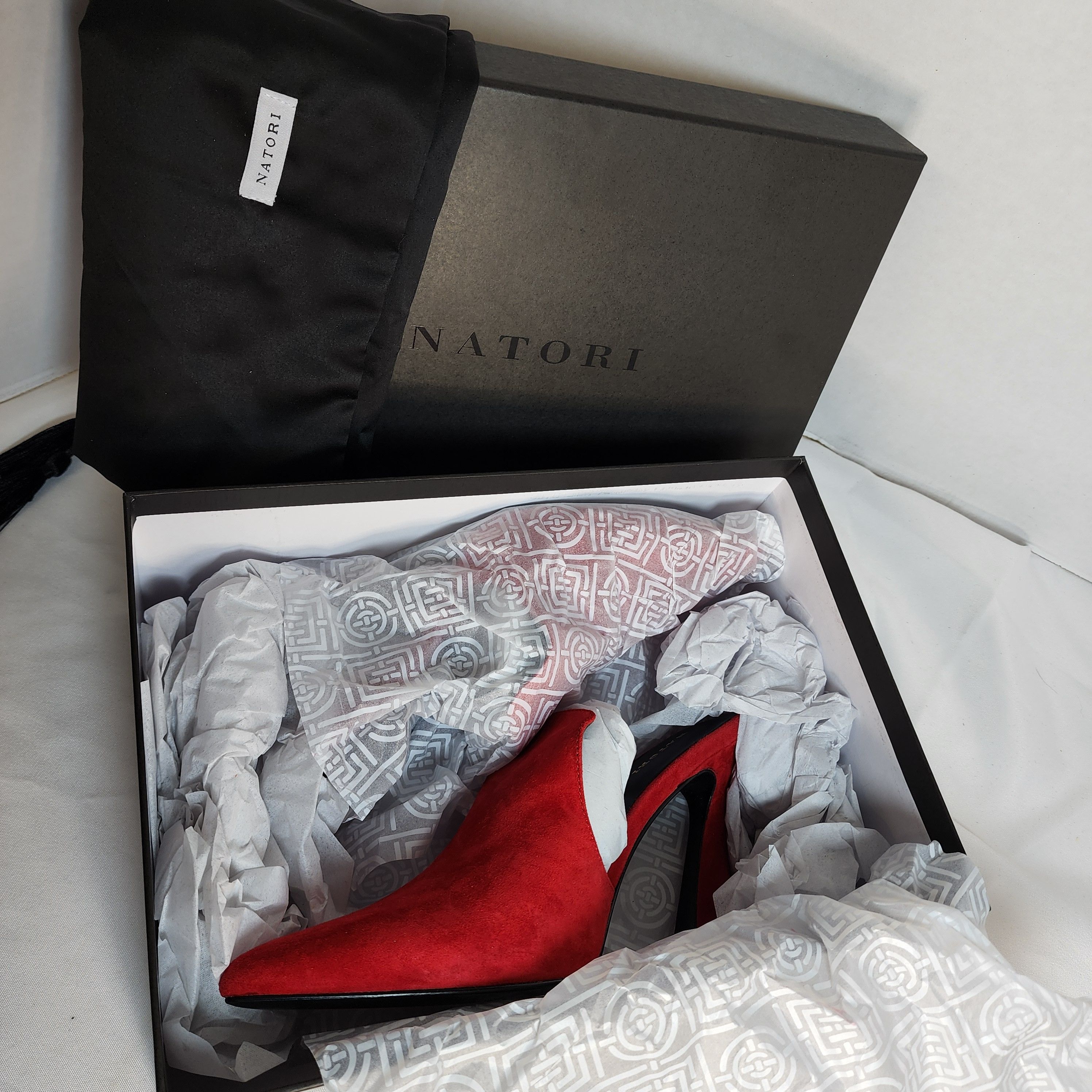 Other Natori Minh Brocade Red Suede Pointed Toe Mules Size US 8.5 / IT 38.5 - 10 Thumbnail